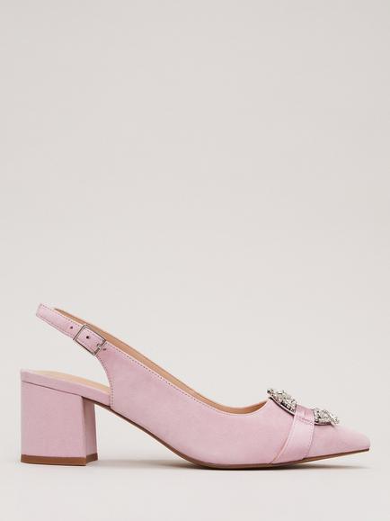 Phase Eight Pointed Embellished Block Heel Shoes, Pink, Pink