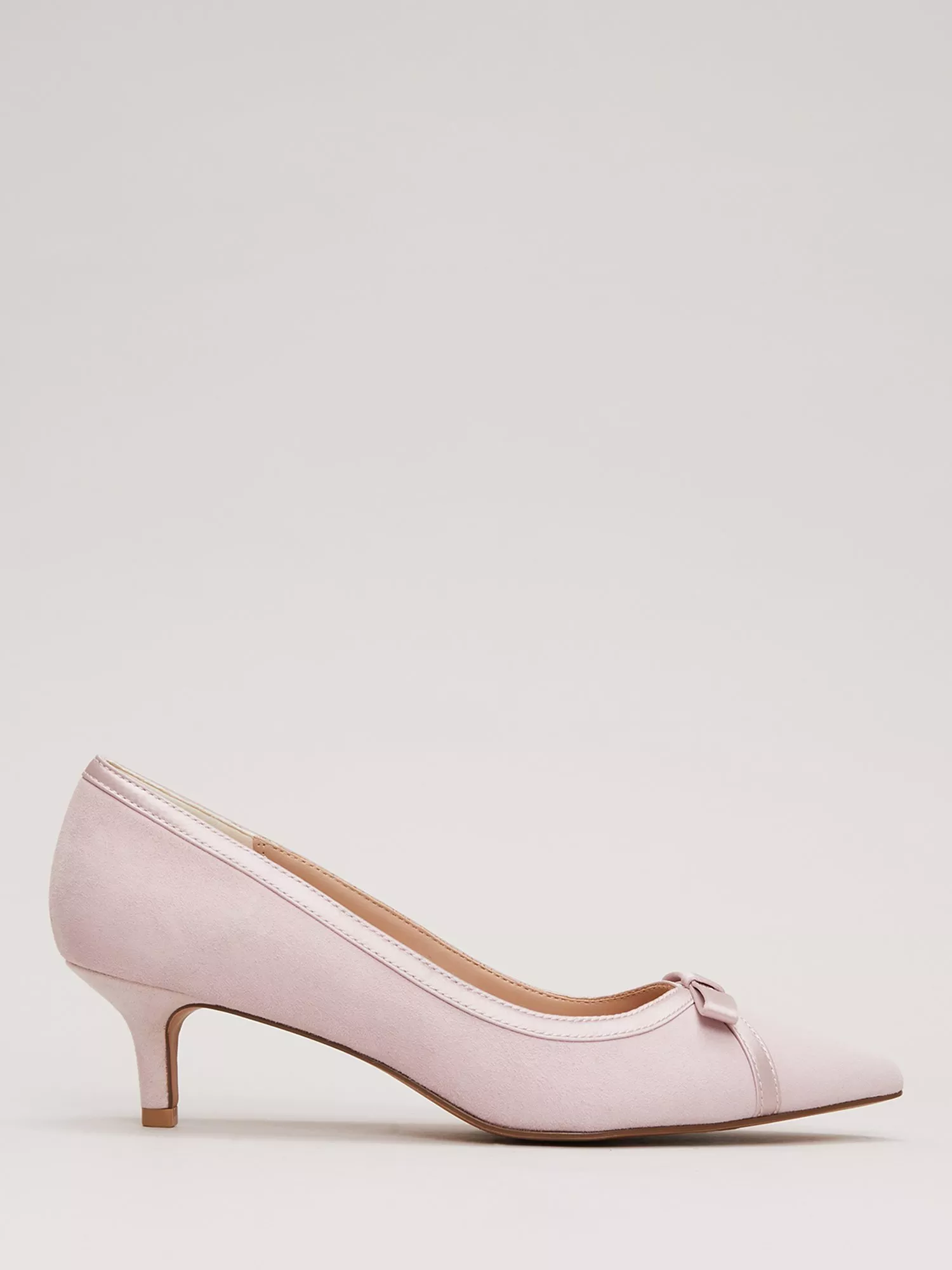 Pink suede kitten heel shoes sales