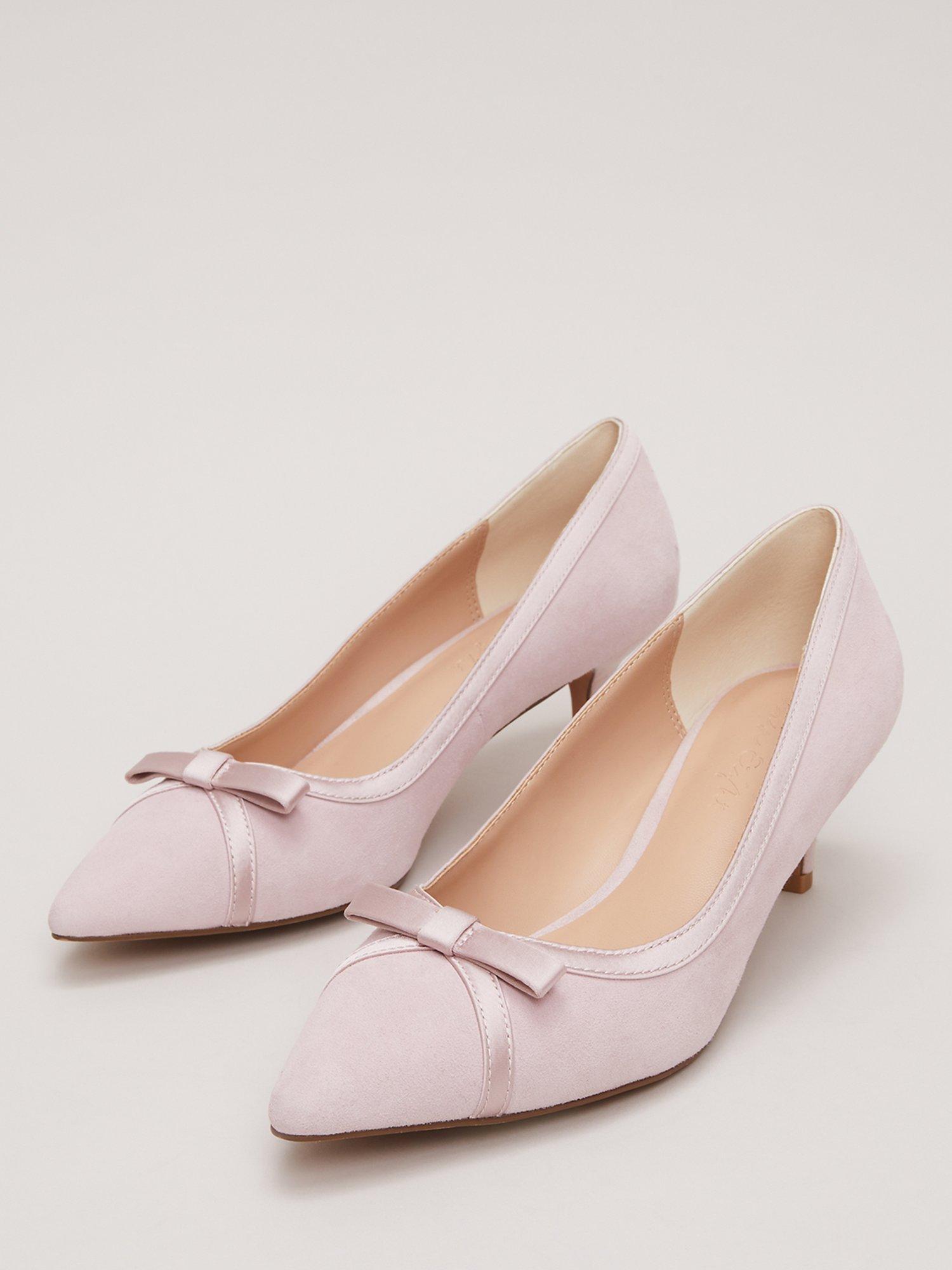 Phase Eight Bow Kitten Heel Shoes Pale Pink