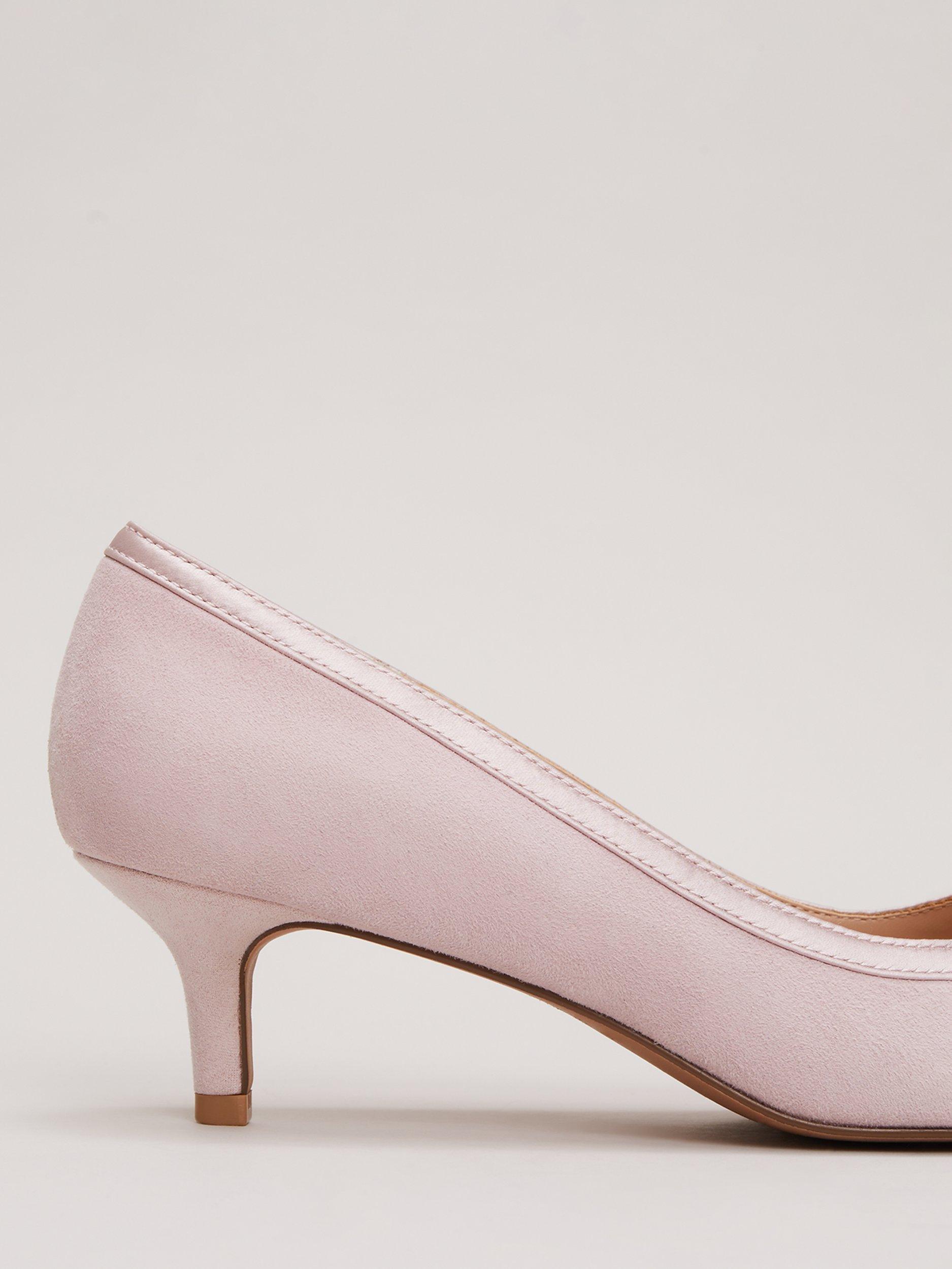 Product image 3 of 9, which shows Phase Eight Bow Kitten Heel Shoes, Pale Pink, EU36