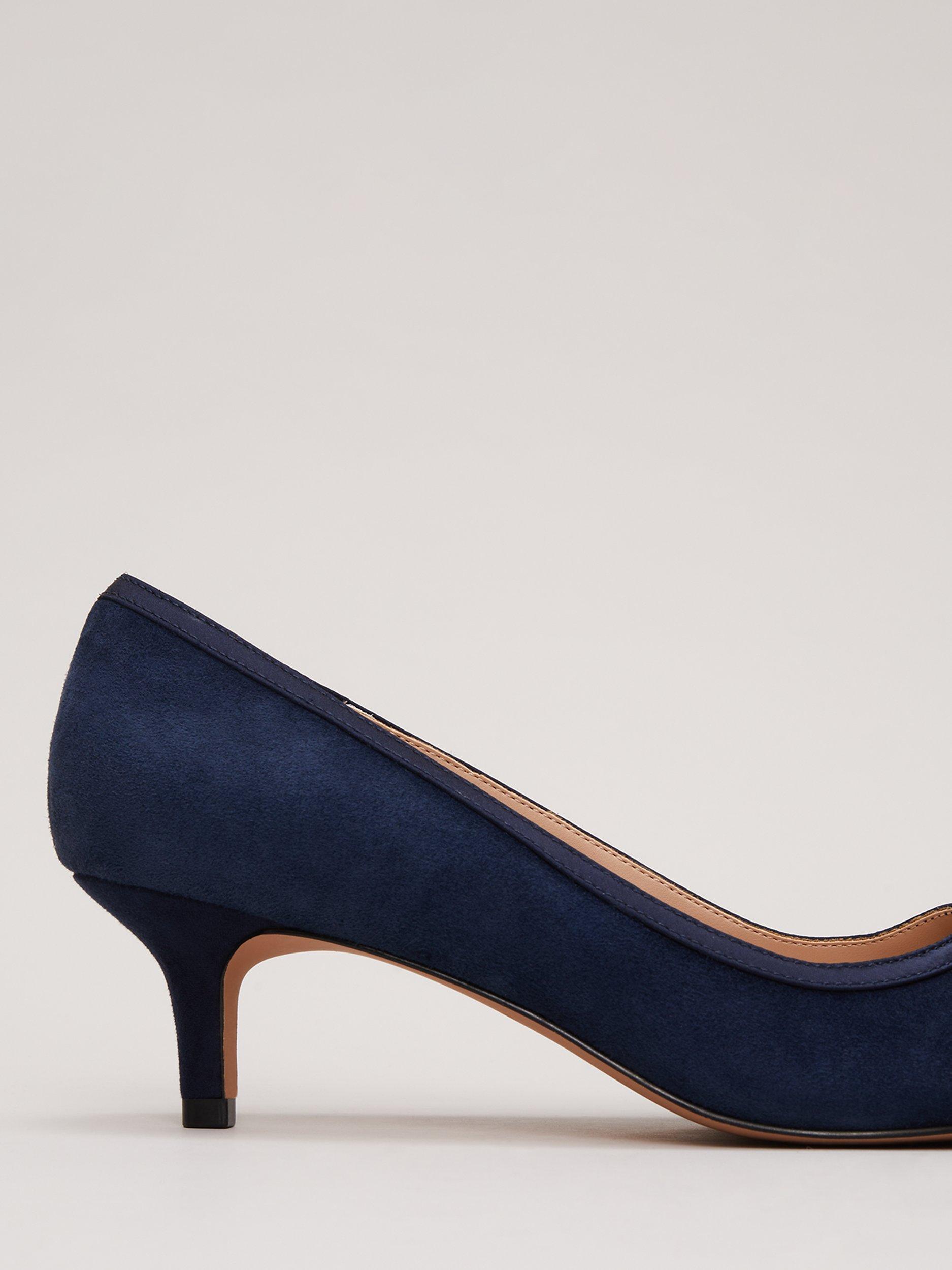 Product image 3 of 9, which shows Phase Eight Bow Kitten Heel Shoes, Navy, EU38