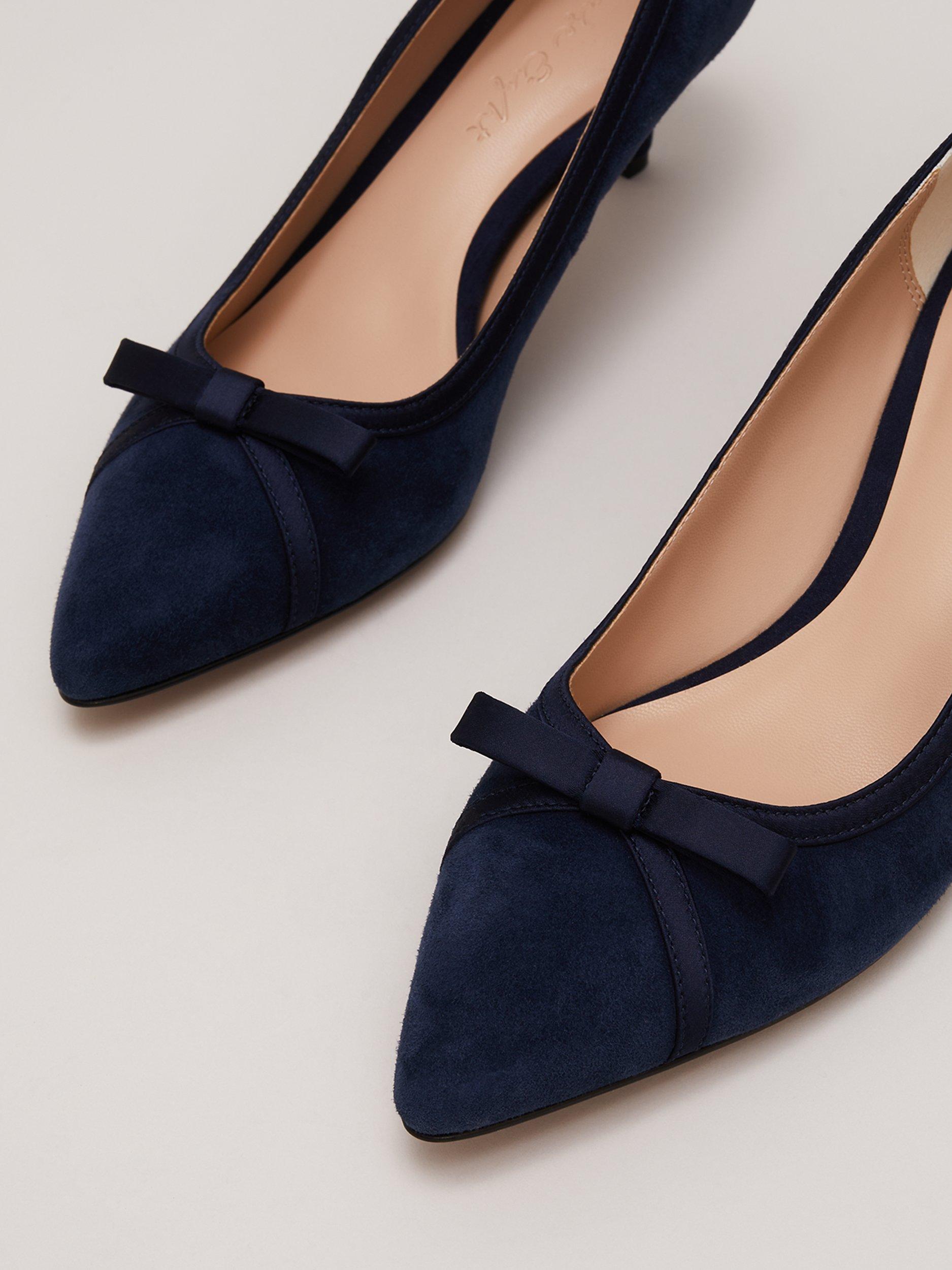 Product image 4 of 9, which shows Phase Eight Bow Kitten Heel Shoes, Navy, EU38