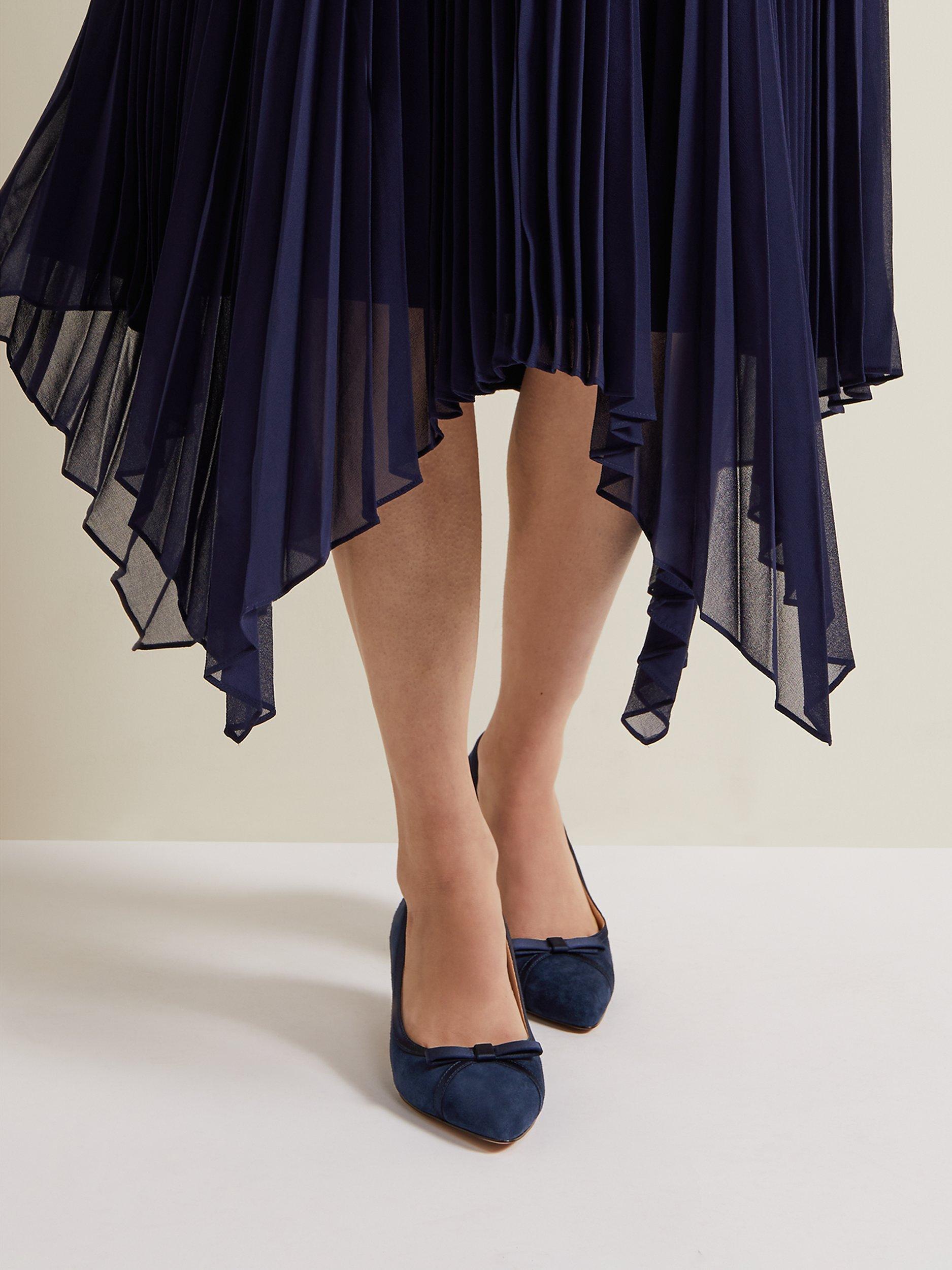 Product image 7 of 9, which shows Phase Eight Bow Kitten Heel Shoes, Navy, EU38