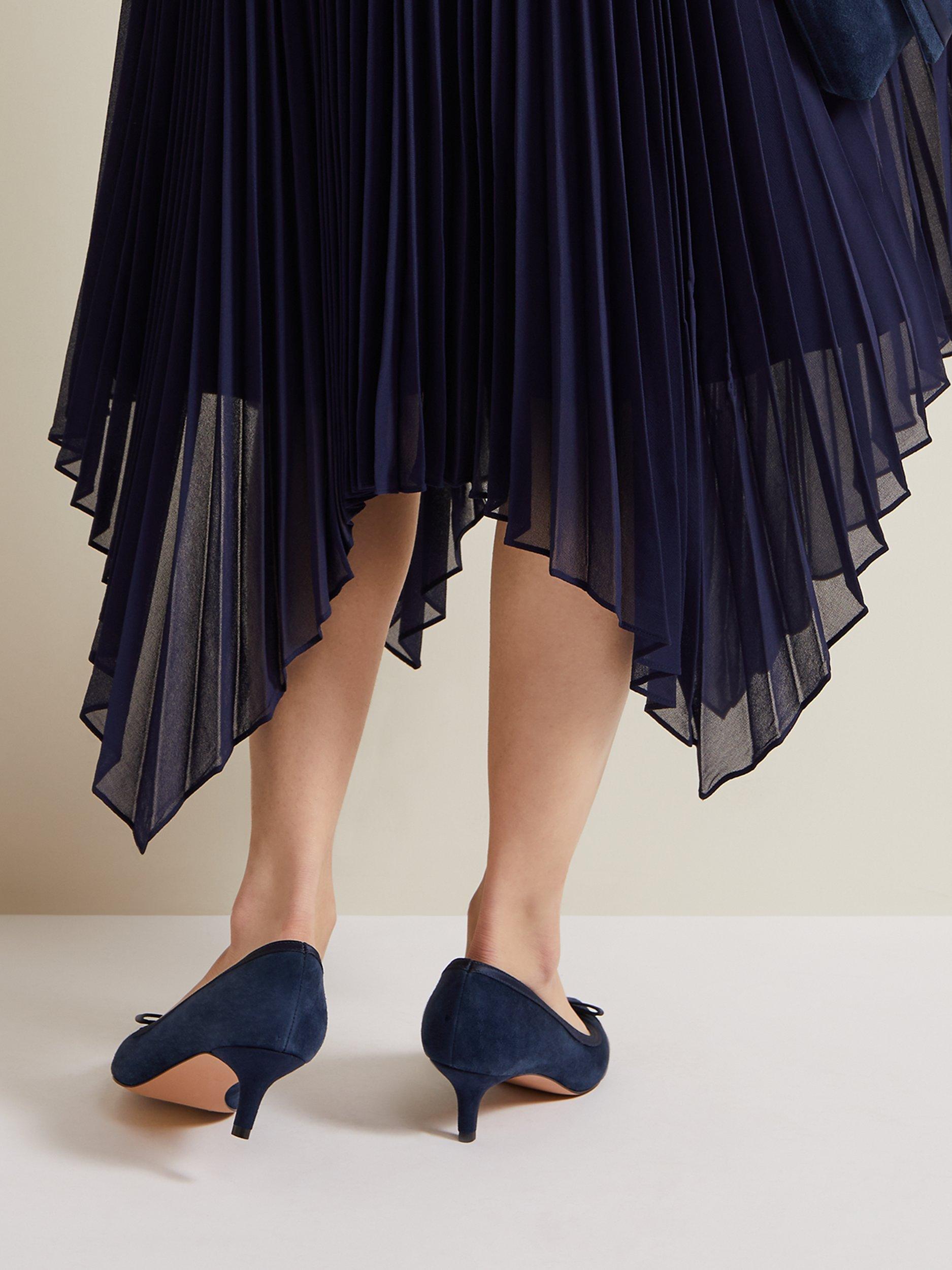 Product image 9 of 9, which shows Phase Eight Bow Kitten Heel Shoes, Navy, EU38
