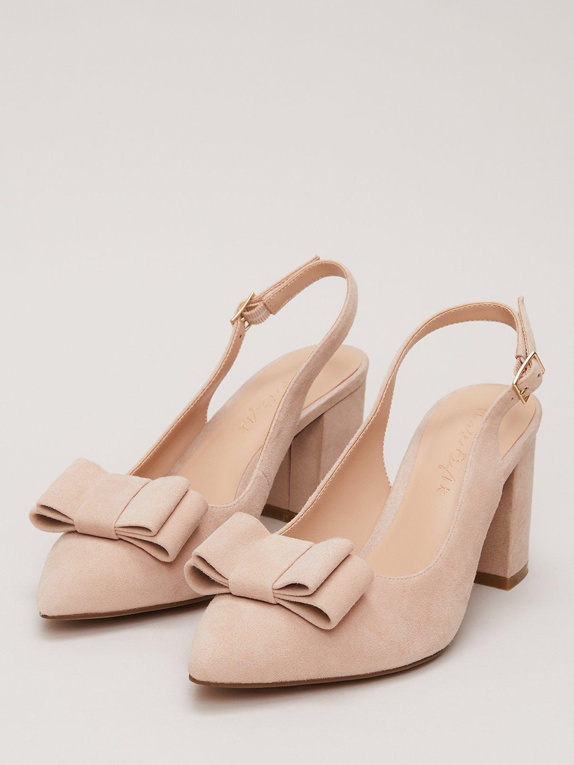 Product image 2 of 6, which shows Phase Eight Suede Bow Detail Slingback Court Shoes, Neutral, EU36