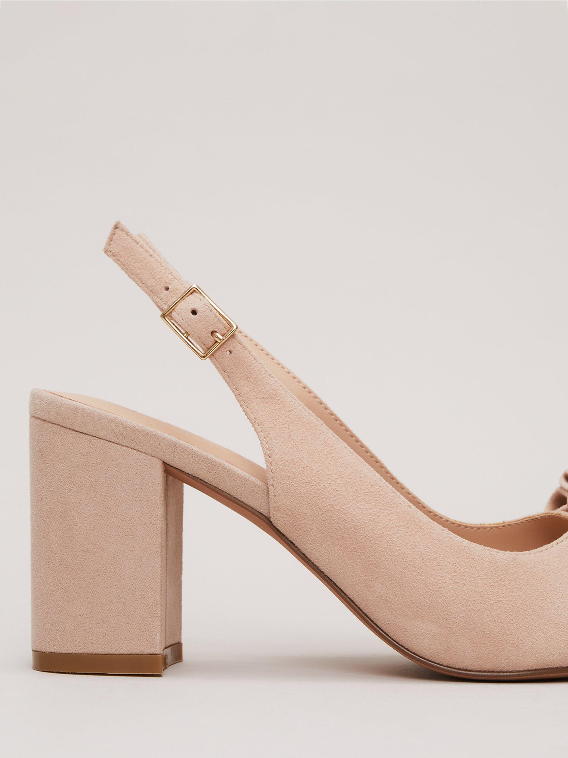 Product image 3 of 6, which shows Phase Eight Suede Bow Detail Slingback Court Shoes, Neutral, EU36