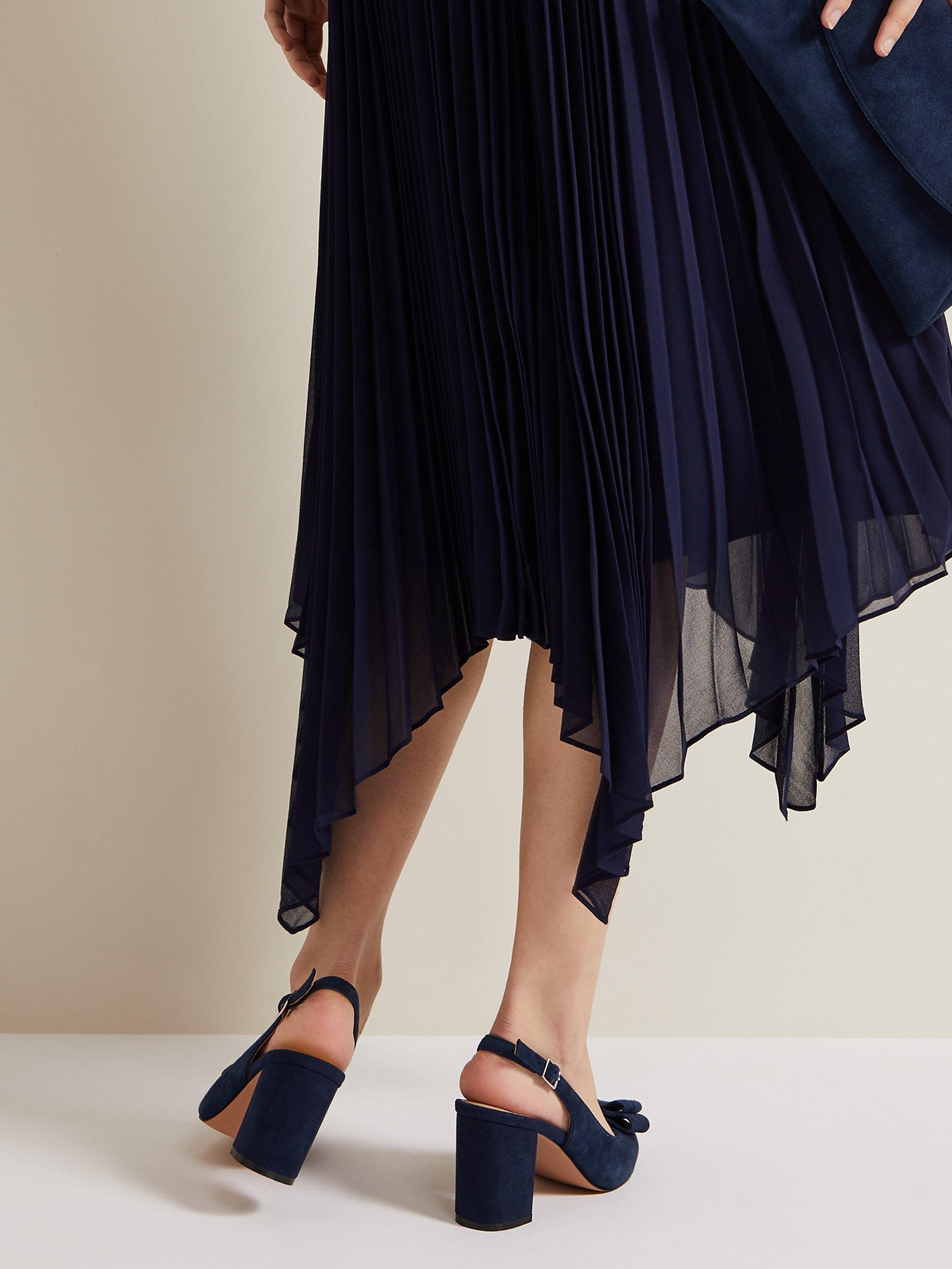 Product image 6 of 6, which shows Phase Eight Suede Bow Detail Slingback Court Shoes, Navy, EU36