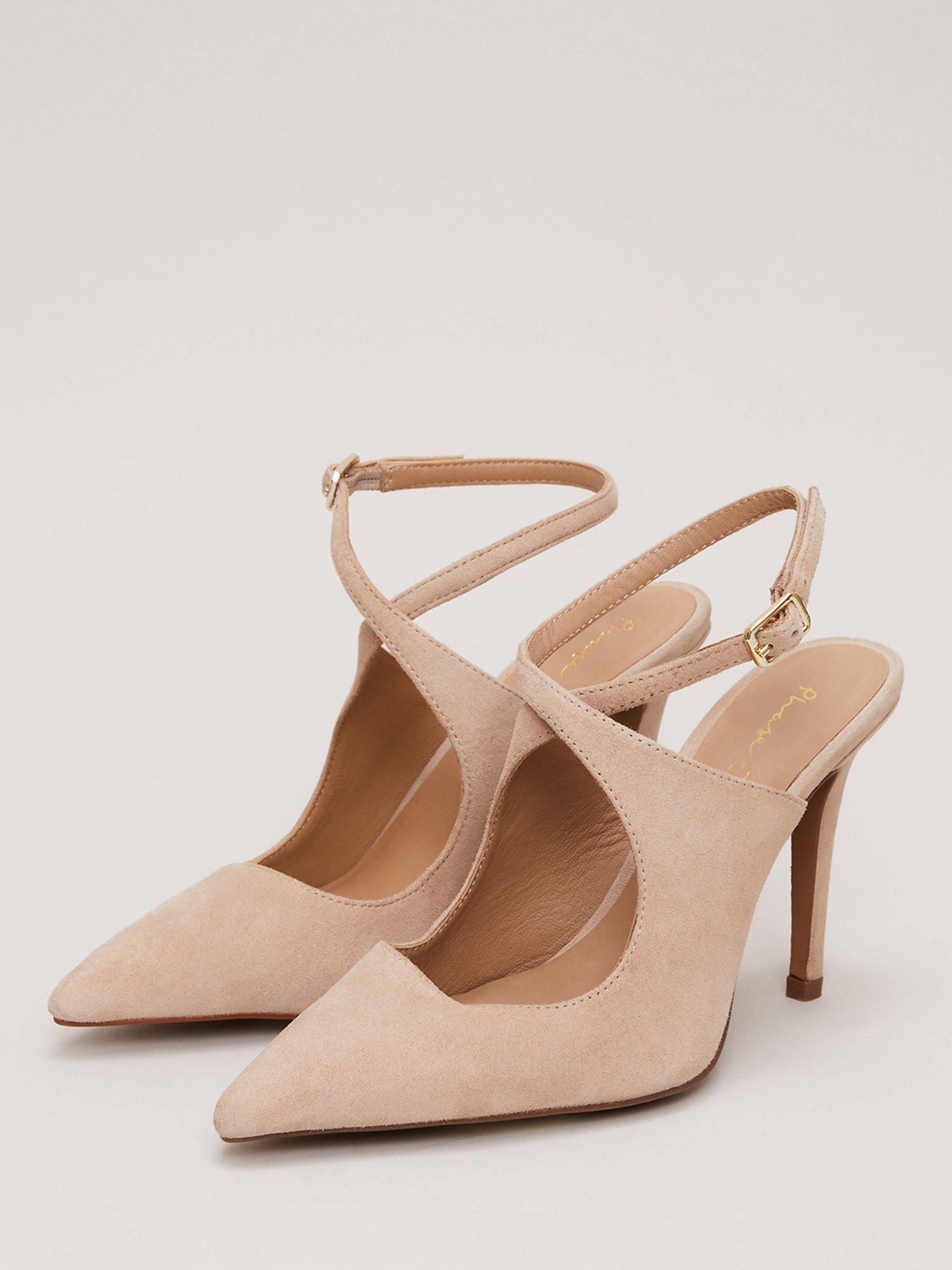 Product image 2 of 8, which shows Phase Eight Suede Cross Ankle Strap High Heel Shoes, Neutral, EU36