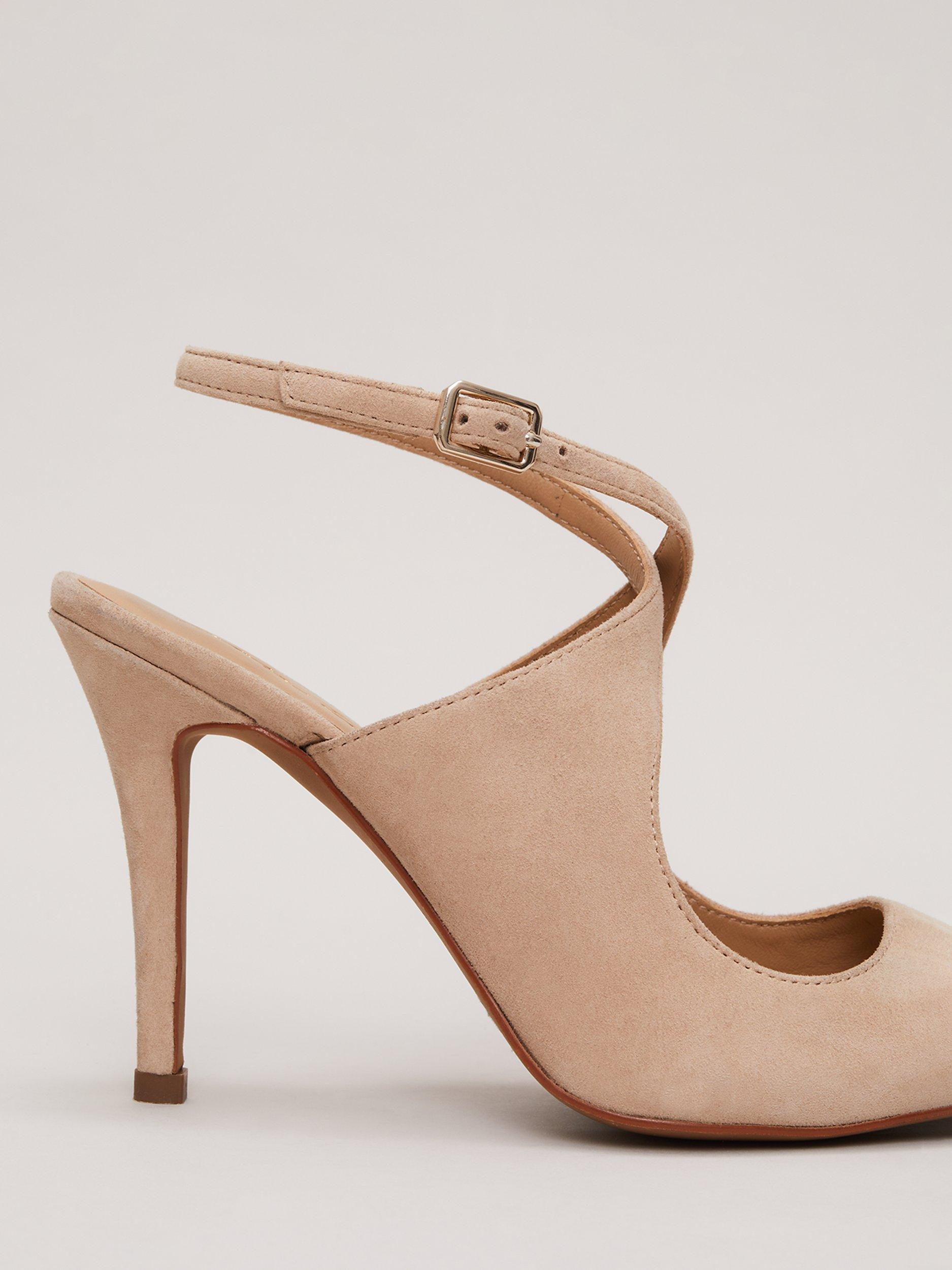 Phase Eight Suede Cross Ankle Strap High Heel Shoes, Neutral, EU36