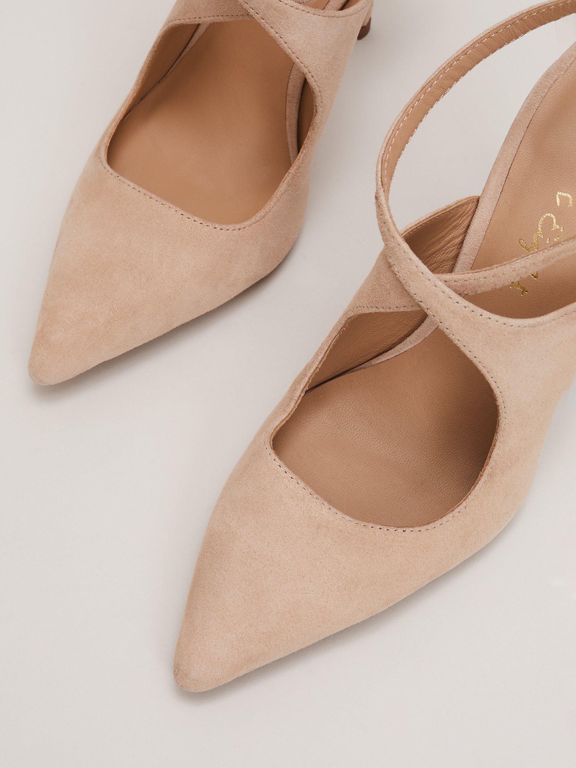 Product image 4 of 8, which shows Phase Eight Suede Cross Ankle Strap High Heel Shoes, Neutral, EU36