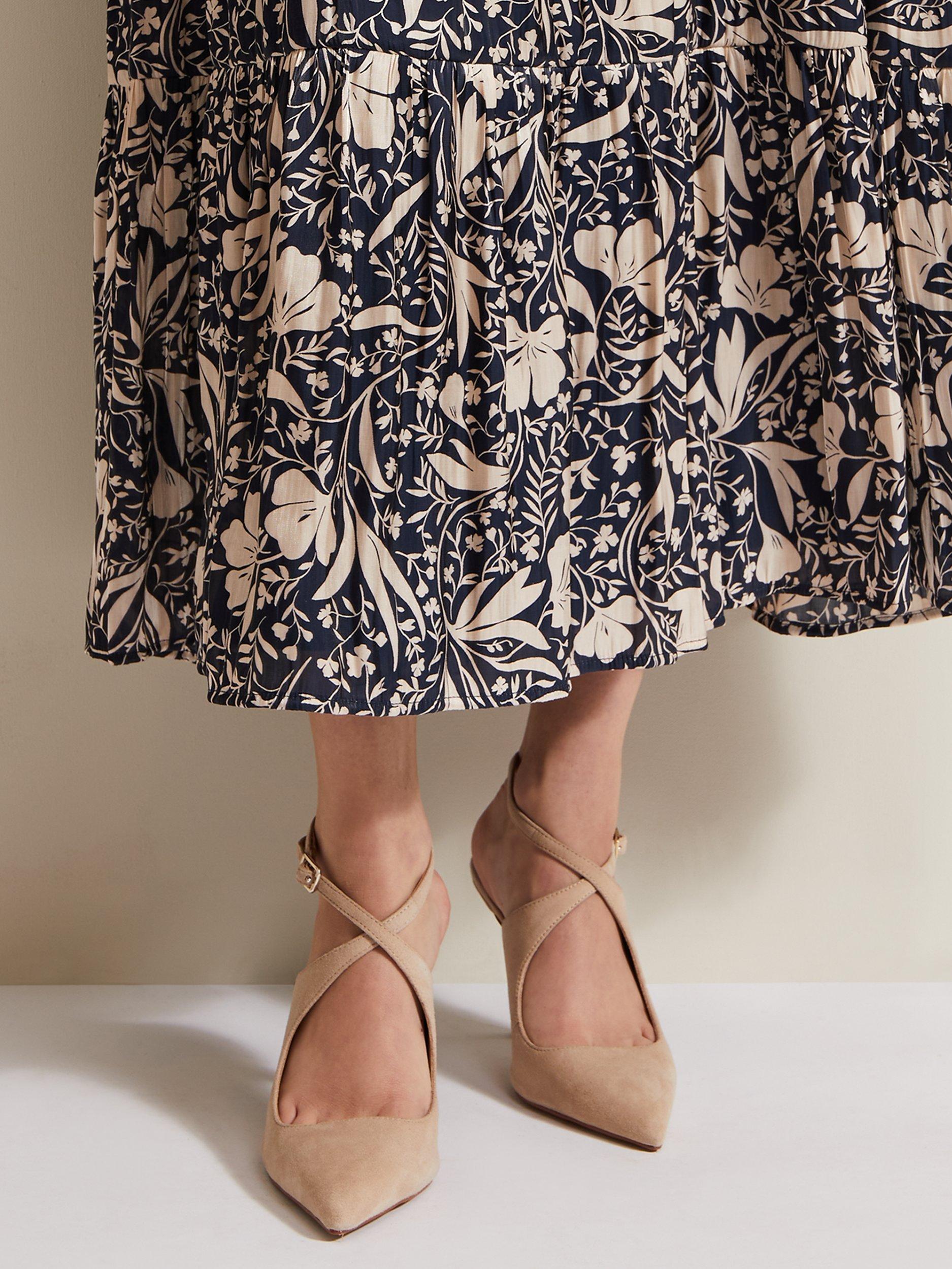 Product image 6 of 8, which shows Phase Eight Suede Cross Ankle Strap High Heel Shoes, Neutral, EU36