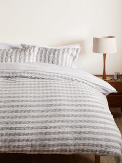John Lewis Chunky Washed Cotton Seersucker Bedding - view 2, Grey Multi Grey