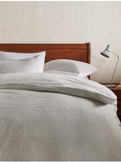 John Lewis Graphite Stripe Bedding - view 2, Grey/Multi