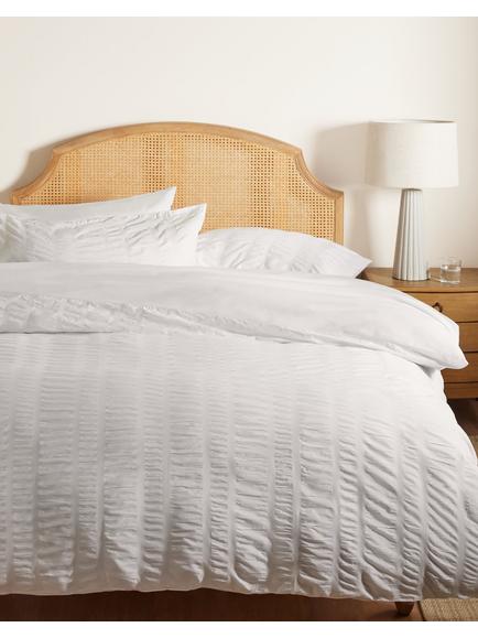 John Lewis Oversized Pure Cotton Seersucker Duvet Cover Set, White - view 2, White
