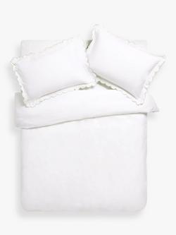 John Lewis Scallop Duvet Cover Set - view 2, White/Green