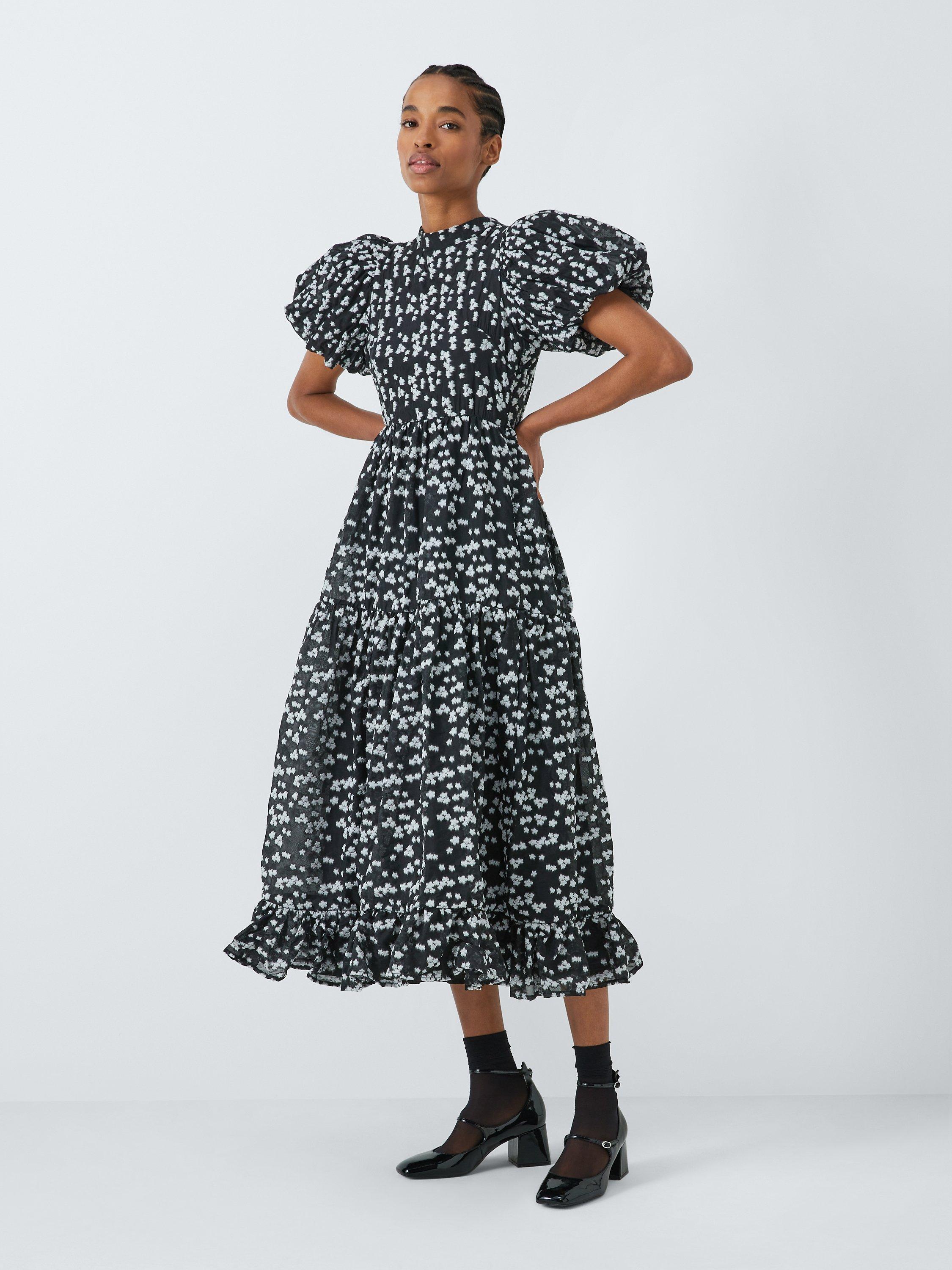Sister Jane Dream Ditsy Floral Jacquard Midi Dress, Black