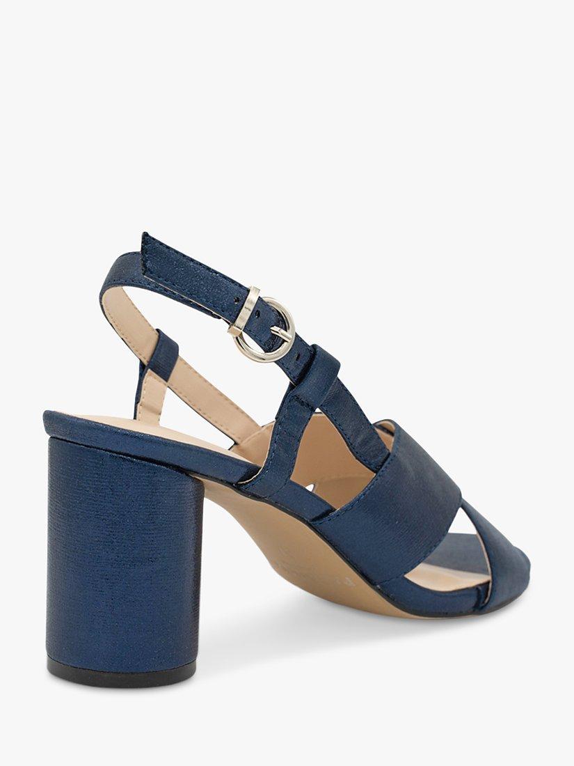 Product image 5 of 5, which shows Paradox London Ilana Shimmer Round Block Heel Sandals, Navy, 3