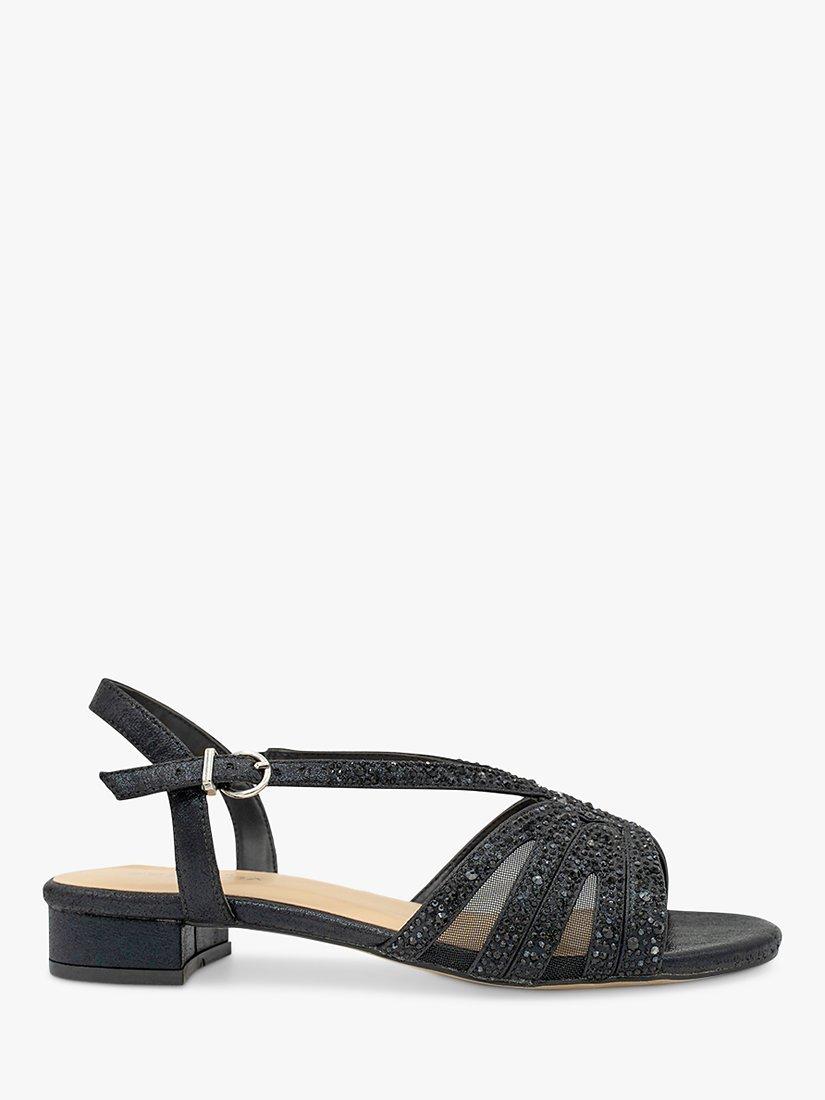 Paradox London Quest Wide Fit Glitter Sandals, Black, 3