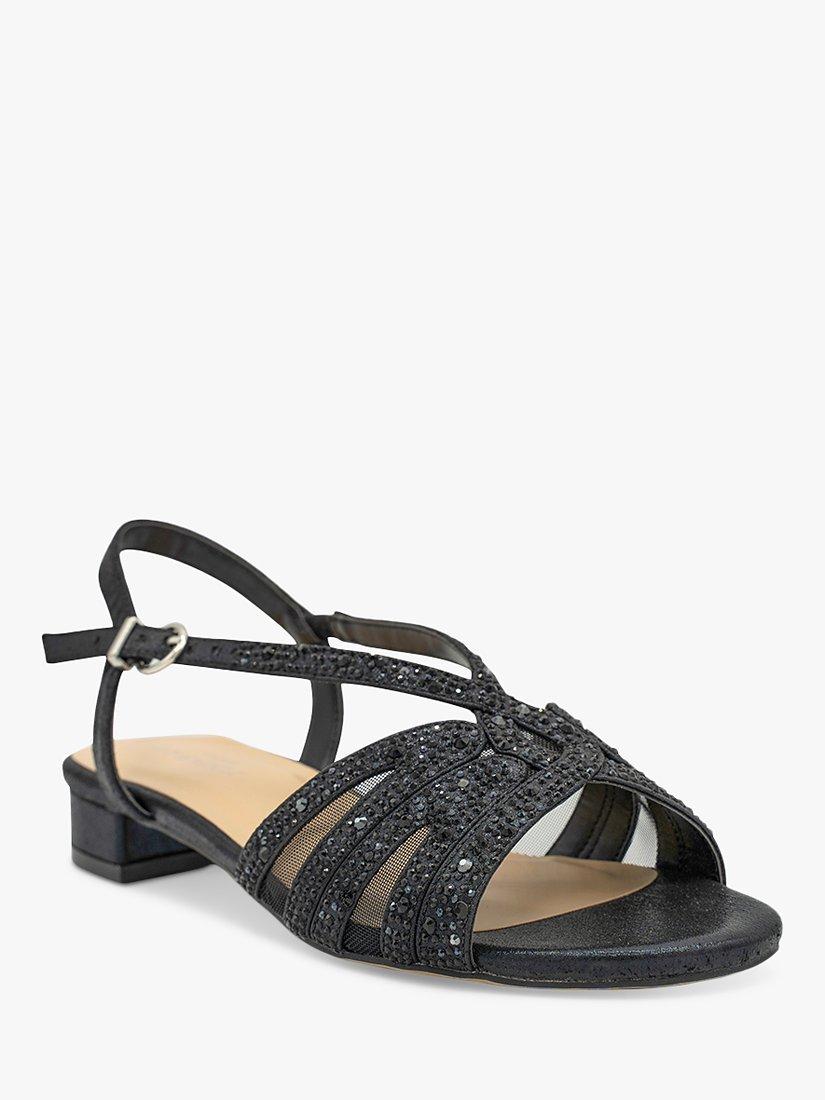 Paradox London Quest Wide Fit Glitter Sandals, Black, 3