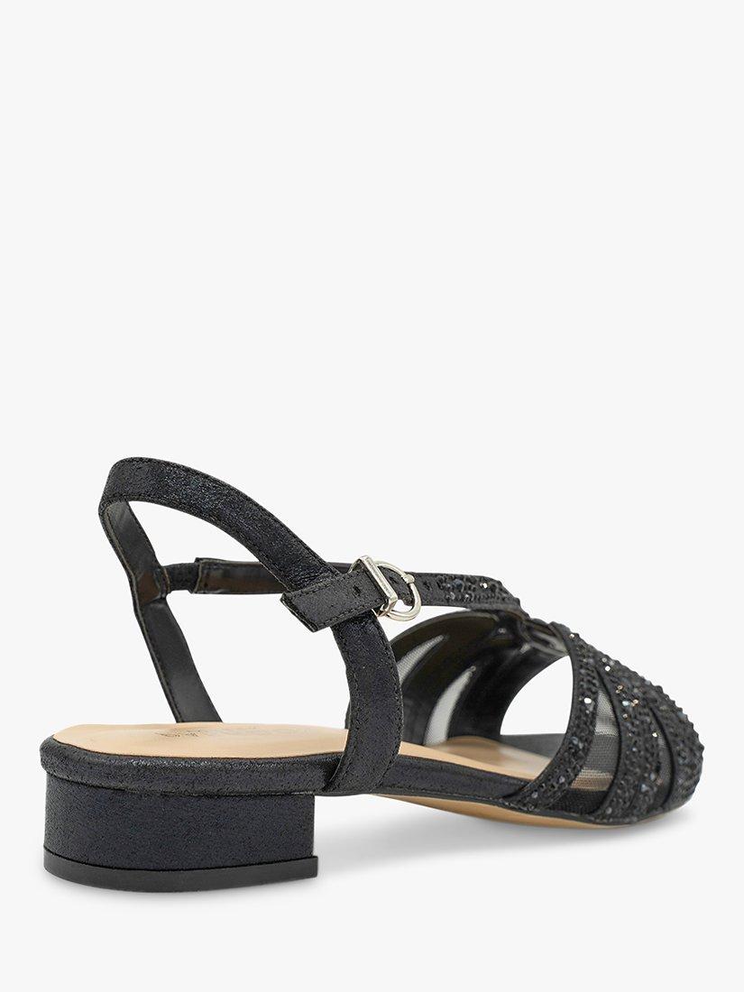 Paradox London Quest Wide Fit Glitter Sandals, Black, 3