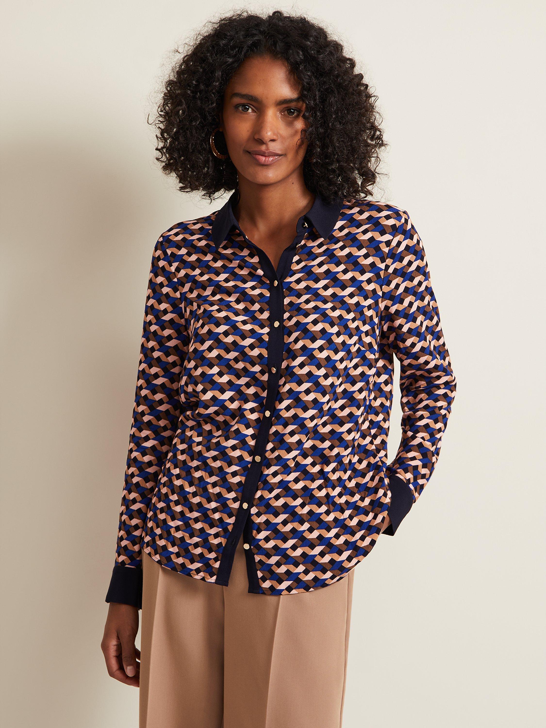 Phase Eight Talia Geometric Print Shirt, Multi
