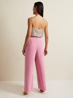 Phase Eight Elandra Wide Leg Trousers, Pink - view 2, Pink