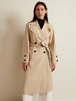 Phase Eight Sandy Button Detail Trench Coat, Camel, Camel