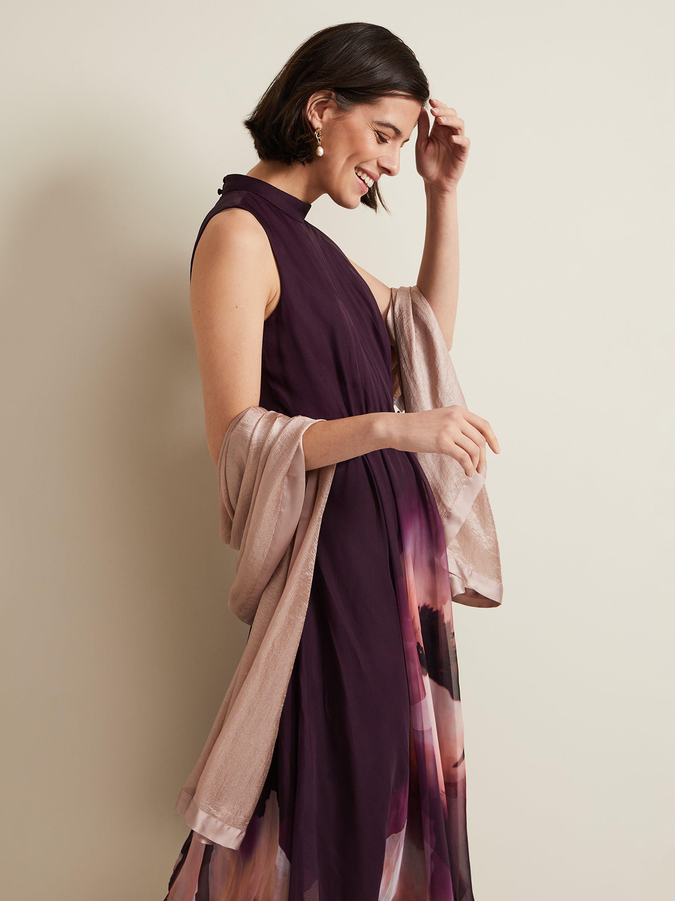 Phase Eight Satin Trim Scarf, Latte, One Size