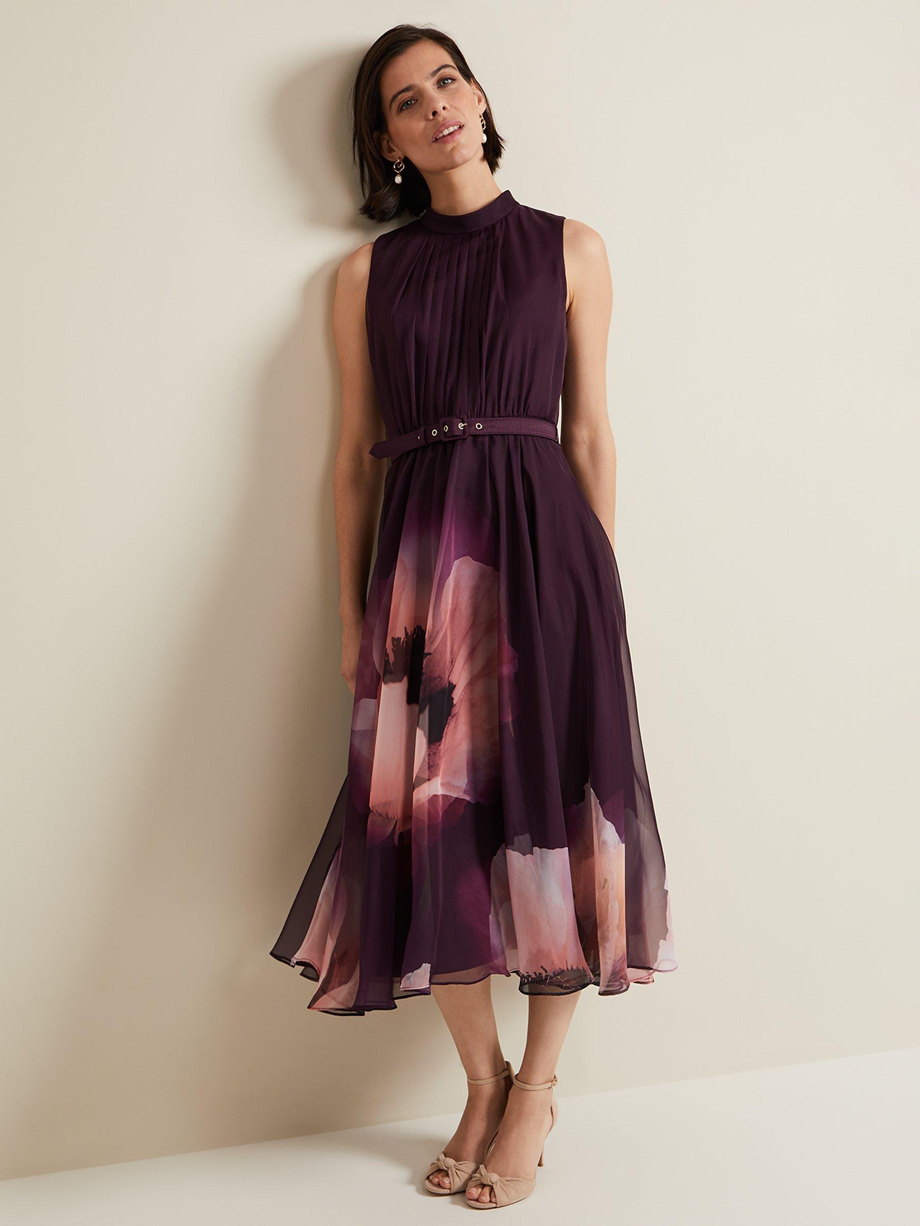 Product image 1 of 9, which shows Phase Eight Bethany Midi Dress, Multi, 18
