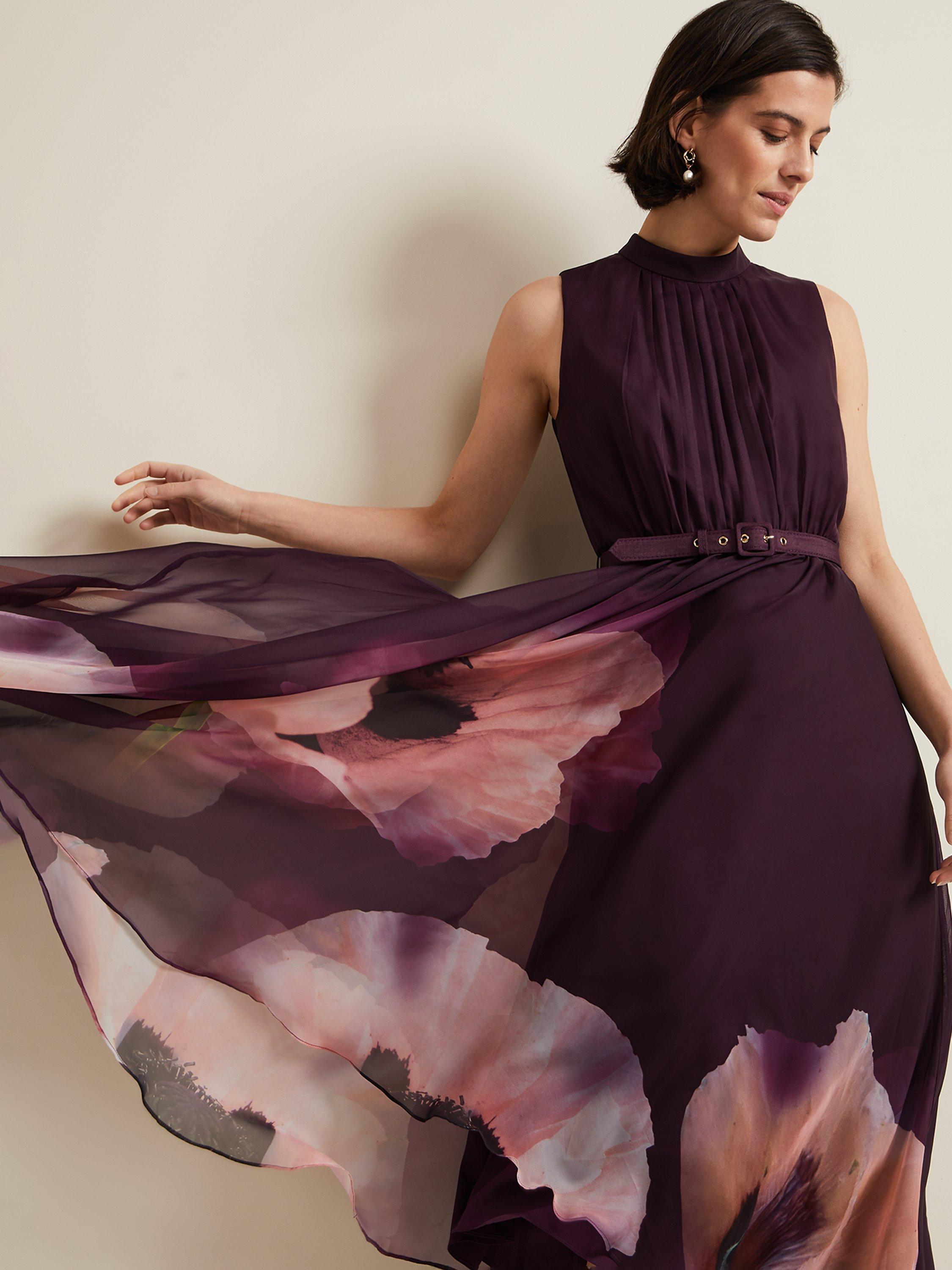 Product image 8 of 9, which shows Phase Eight Bethany Midi Dress, Multi, 18