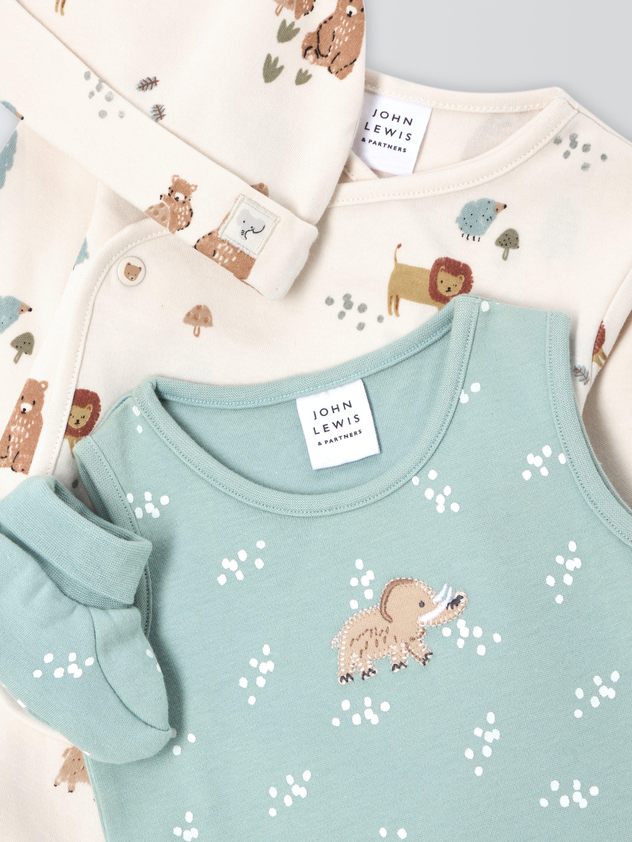 John Lewis Baby Animal Print Sleepsuit, Bodysuit, Hat and Booties Set ...