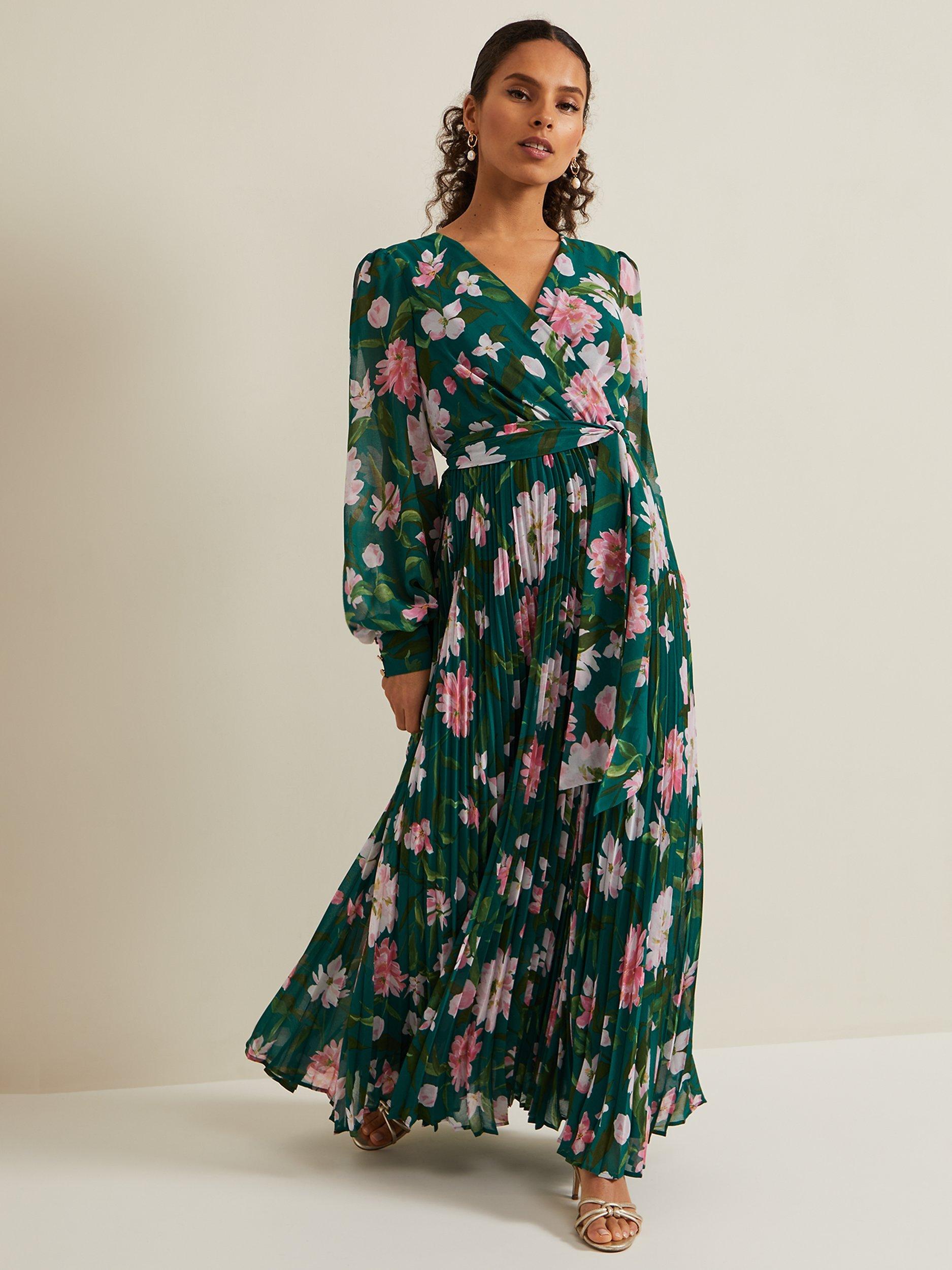 Phase Eight Petite Rosa Pleated Maxi Dress Multi