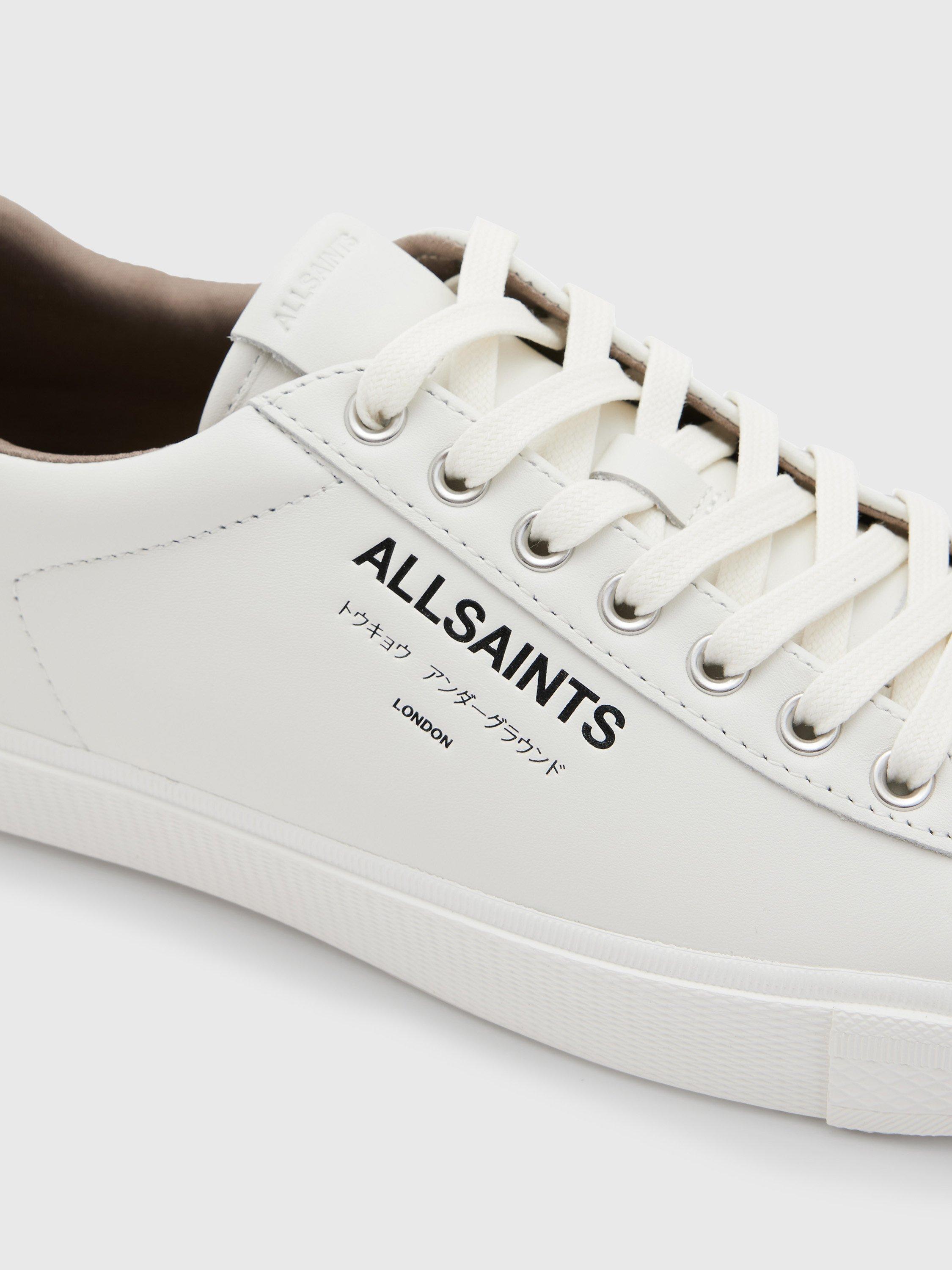 Product image 3 of 5, which shows AllSaints Underground Leather Trainers, Triple White, 7