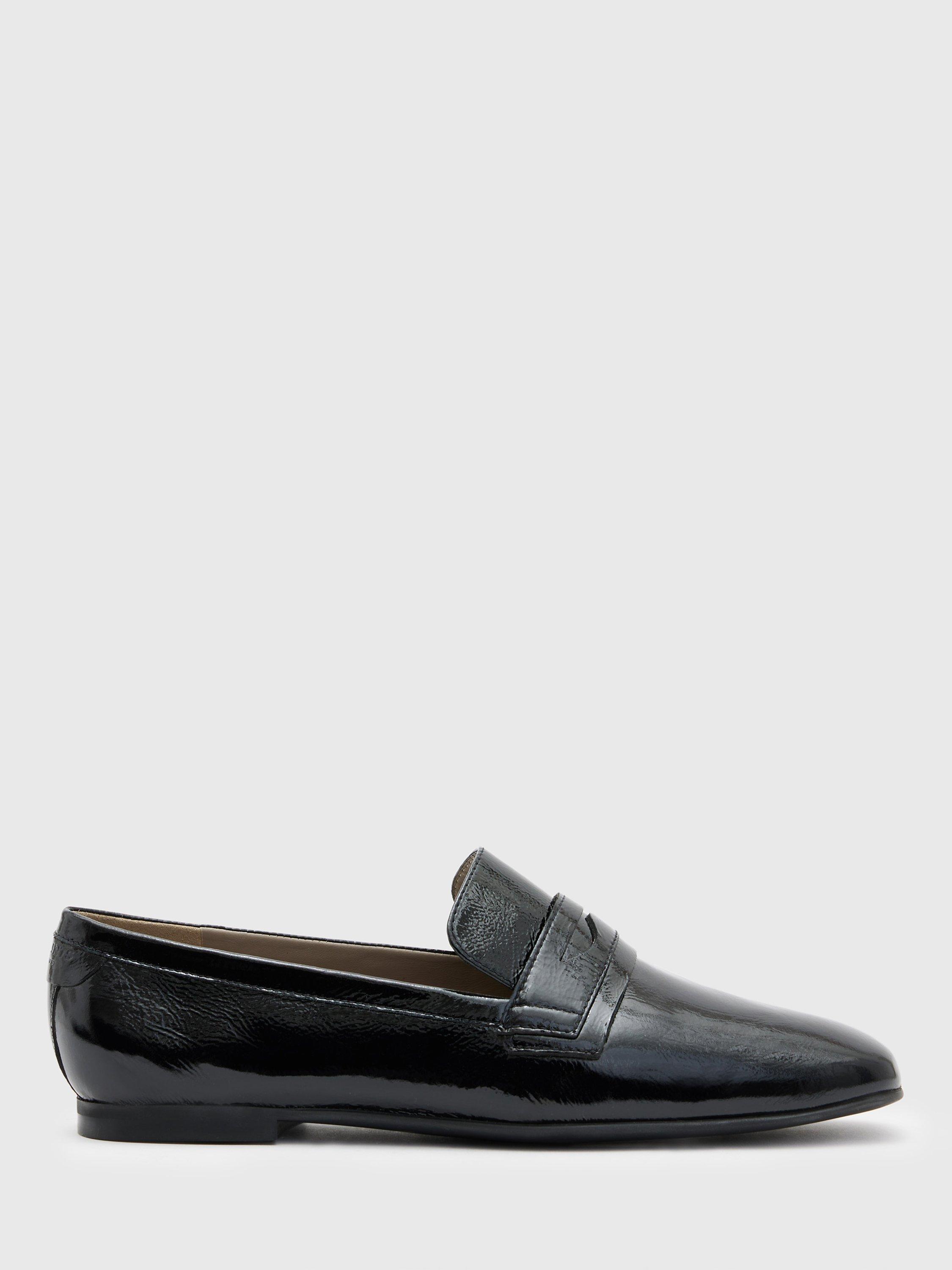 AllSaints Sasha Patent Leather Loafers, Black