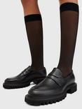 AllSaints Lola Chunky Sole Leather Loafers, Black