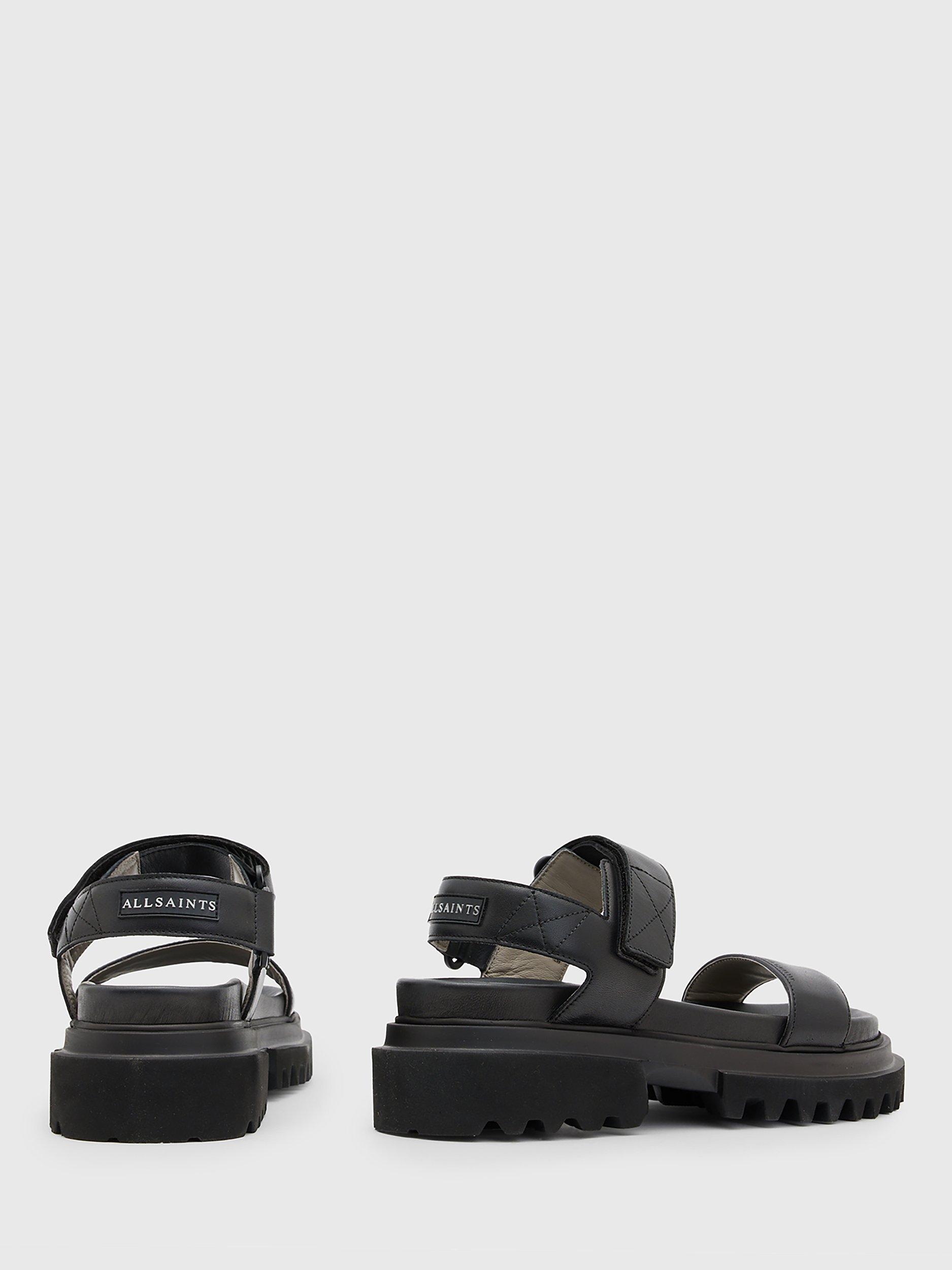 Product image 7 of 7, which shows AllSaints Rory Leather Sandals, Black, 5