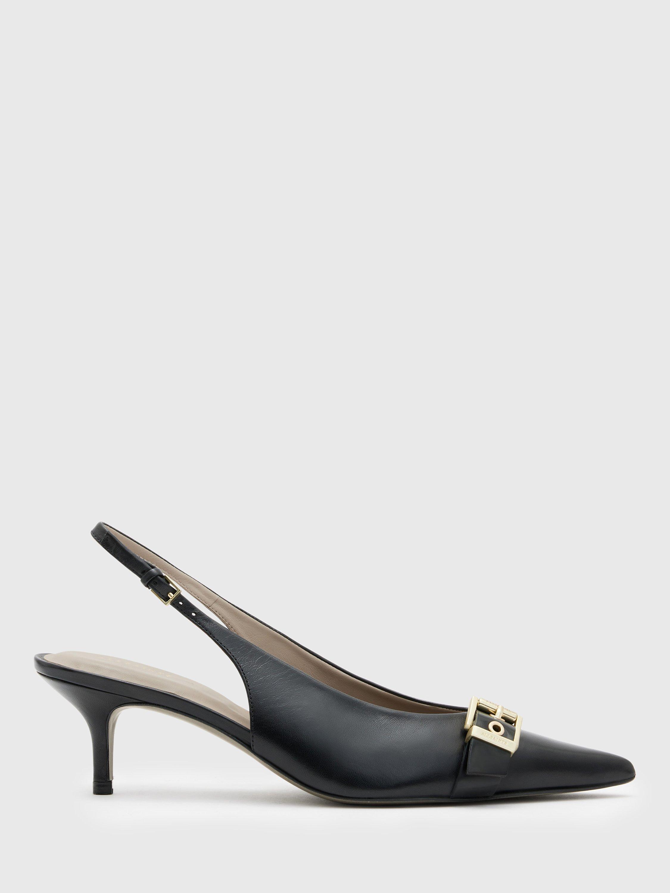 AllSaints Selina Leather Slingback Shoes, Black