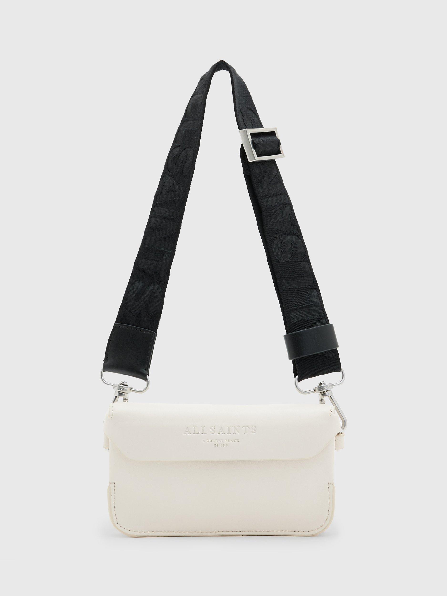 AllSaints Zoe Leather Crossbody Bag, Desert White, One Size