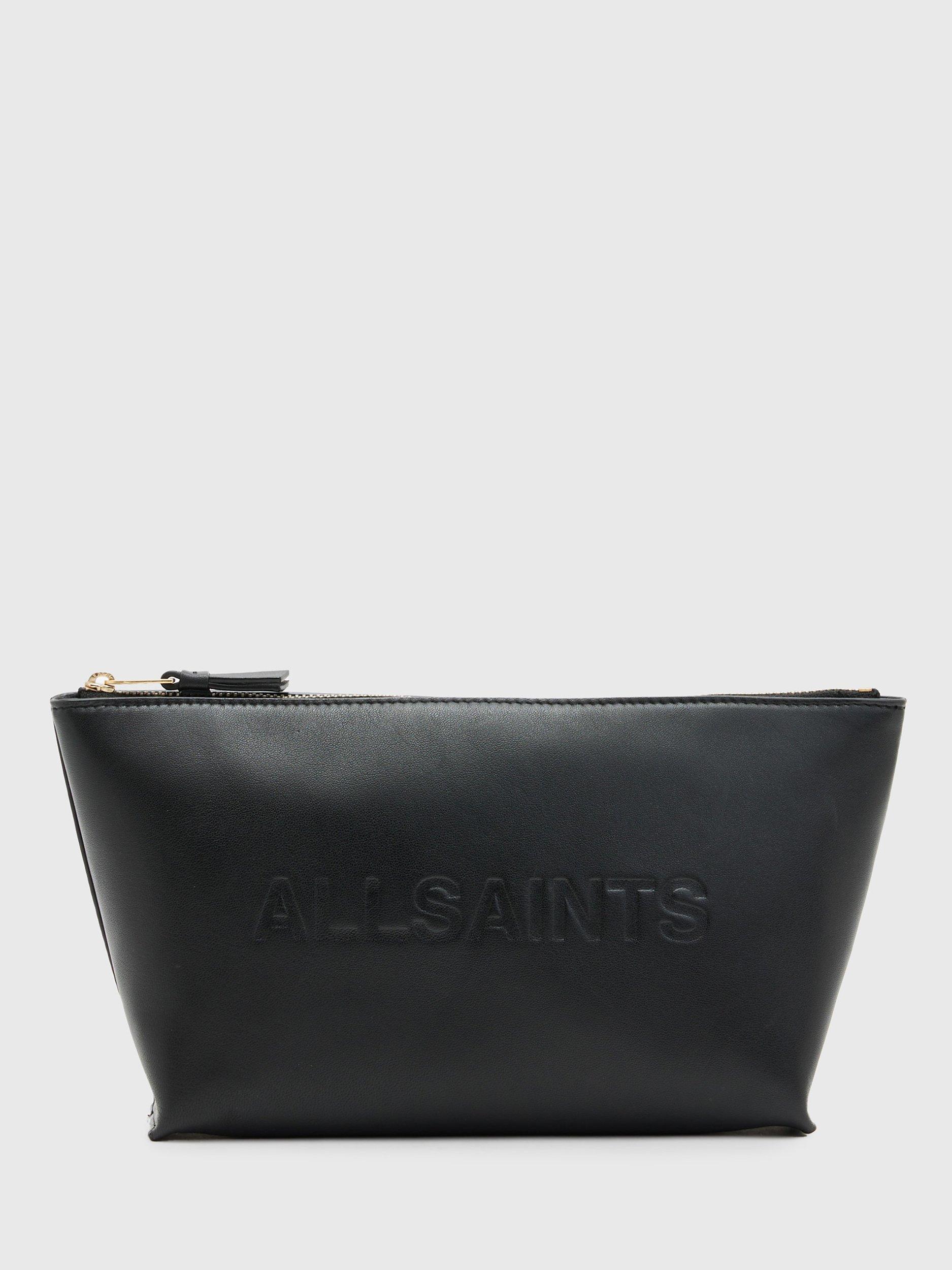AllSaints Emile Leather Logo Wash Bag, Black
