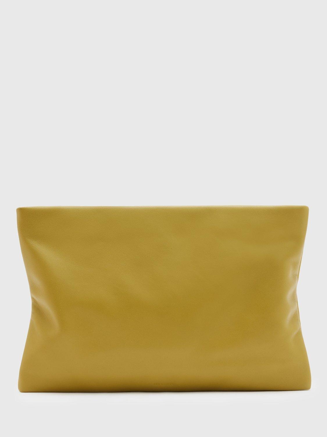 AllSaints Bettina Soft Leather Clutch Bag, Sap Green, One Size