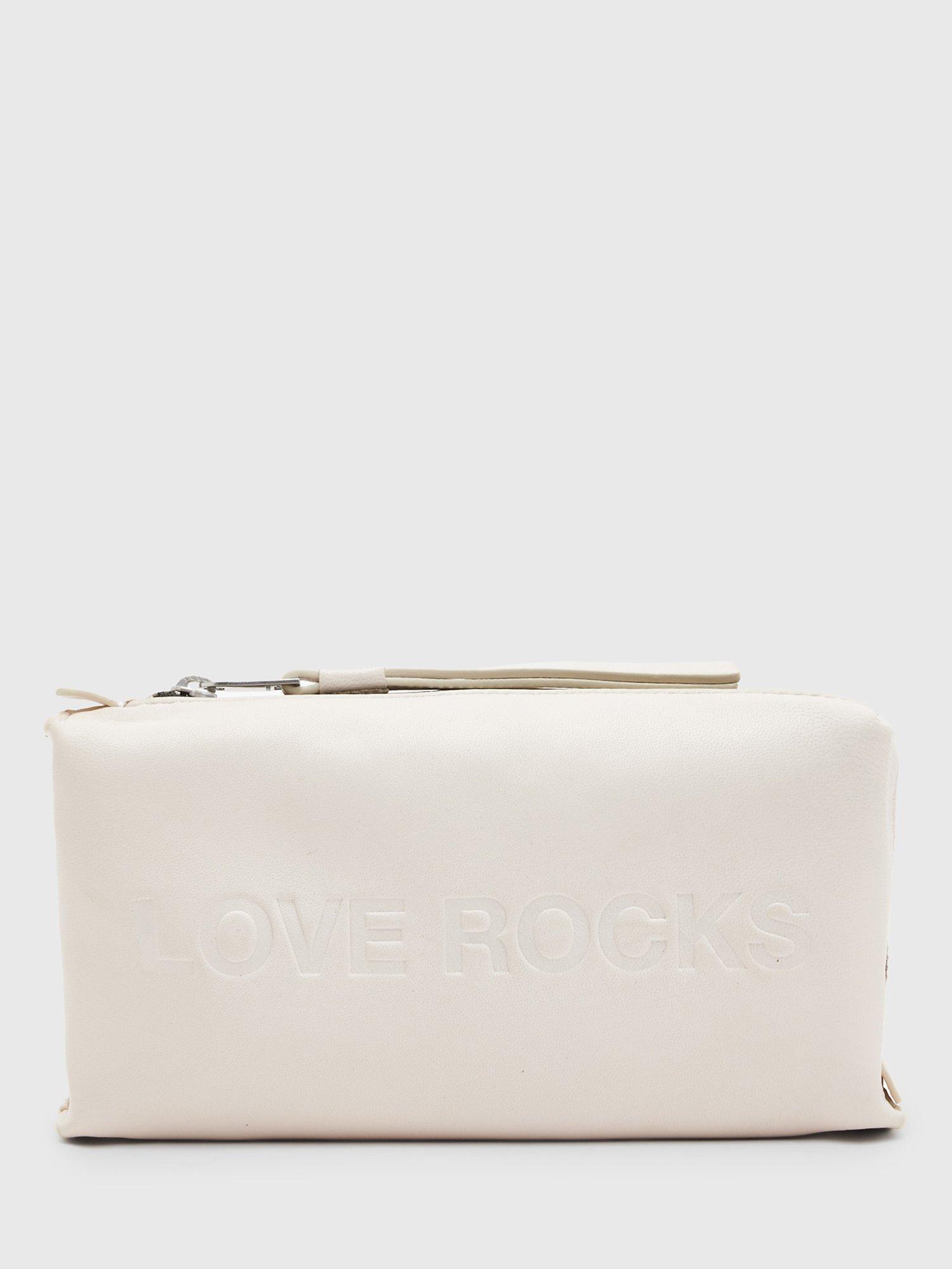 AllSaints Elliotte Love Rocks Leather Wash Bag, Desert White