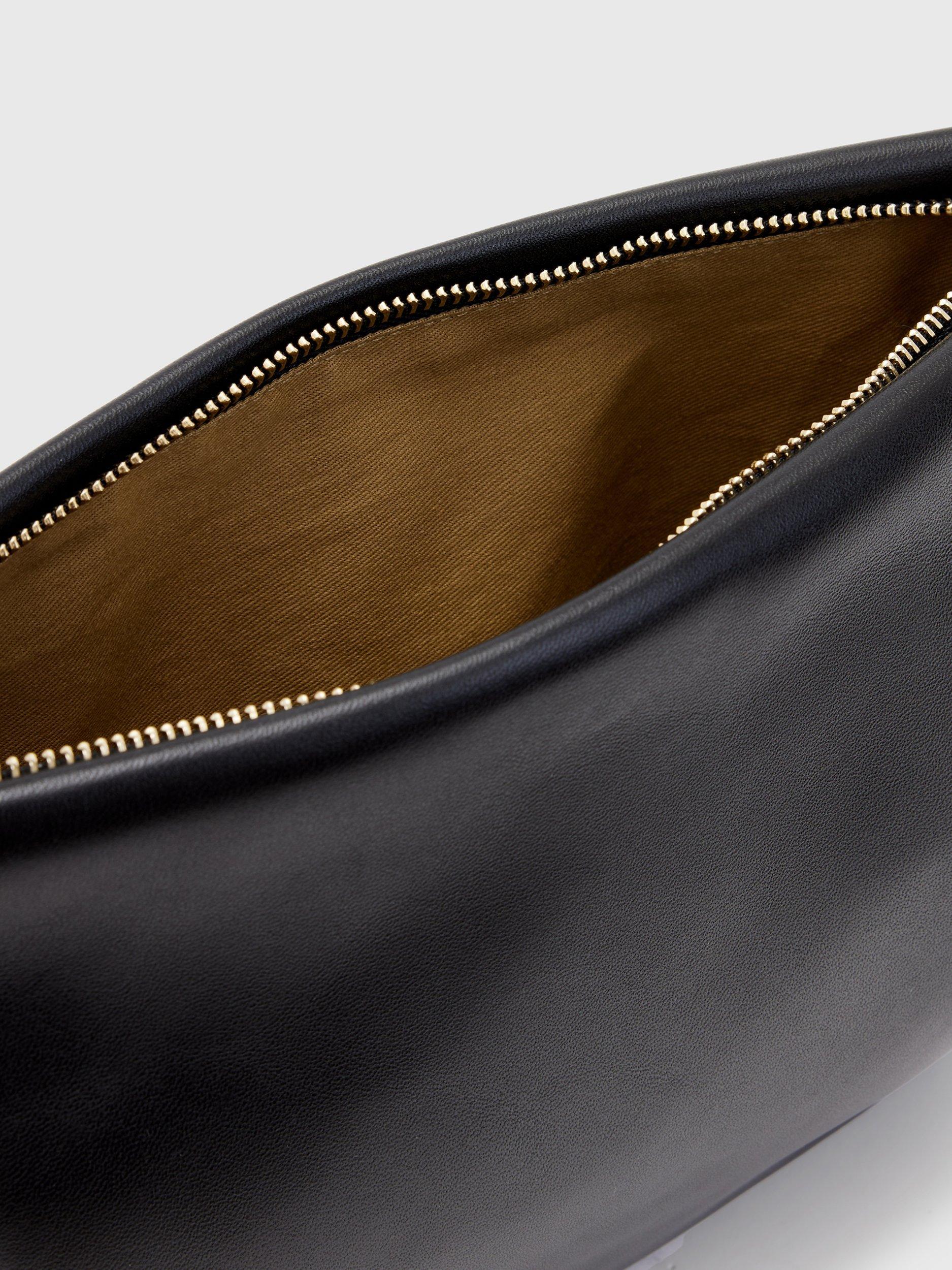 Product image 4 of 5, which shows AllSaints Bettina Soft Leather Clutch Bag, Black, One Size