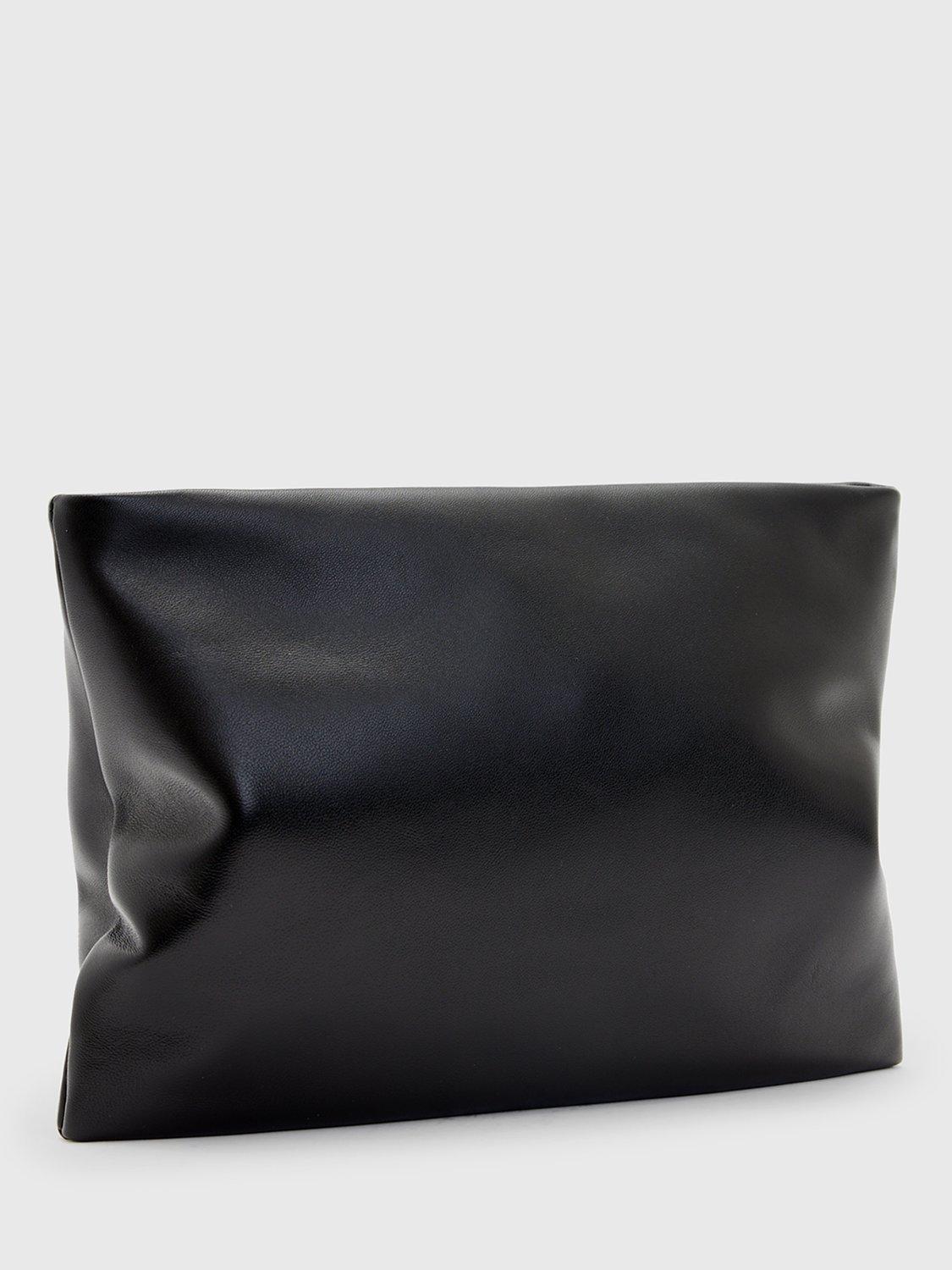 Product image 3 of 5, which shows AllSaints Bettina Soft Leather Clutch Bag, Black, One Size