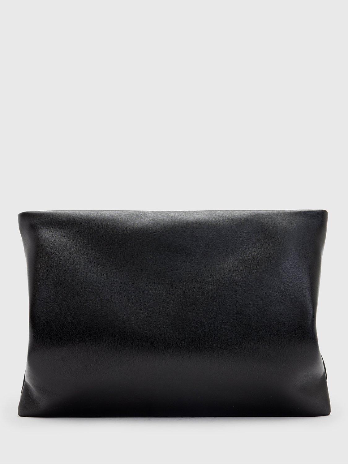 Product image 2 of 5, which shows AllSaints Bettina Soft Leather Clutch Bag, Black, One Size