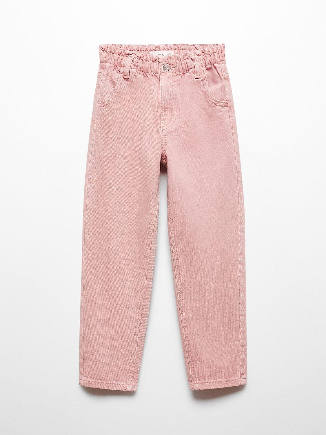 Mango Kids' Paperbag Jeans, Pink