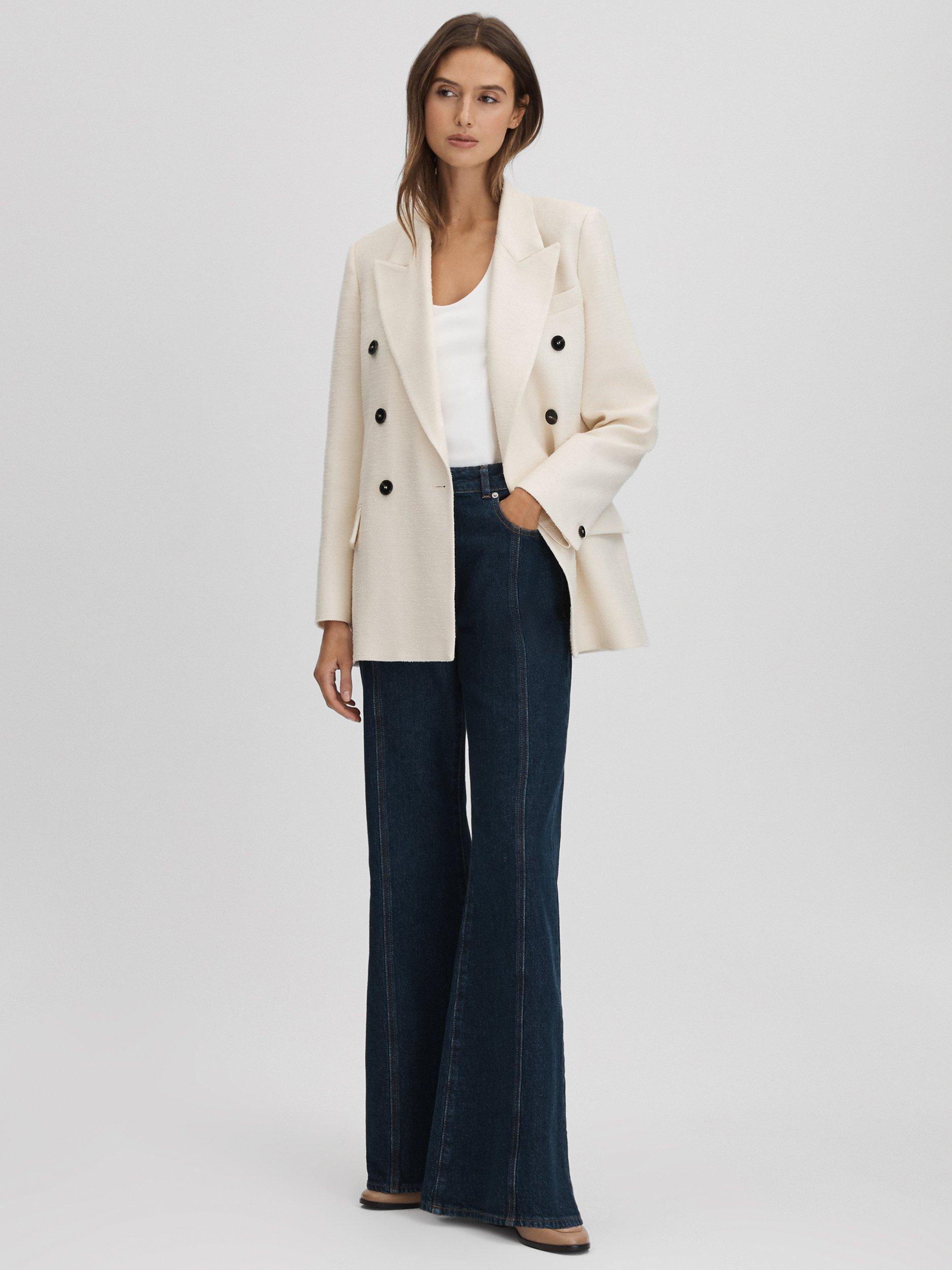 Reiss Bronte Double Breasted Blazer, White