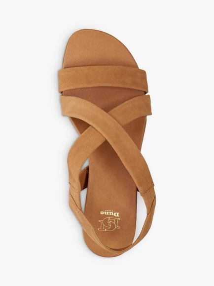 Dune London Wide Fit Landies Nubuck Comfort Strap Sandals, Camel - view 2, Camel-nubuck