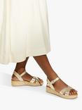 Dune London Wide Fit Linnie Leather Cross Strap Sandals, Gold