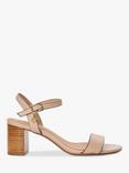 Dune London Wide Fit Jelly Leather Block Heel Sandals, Blush