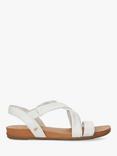 Dune London Wide Fit Landies Leather Comfort Strap Sandals, White